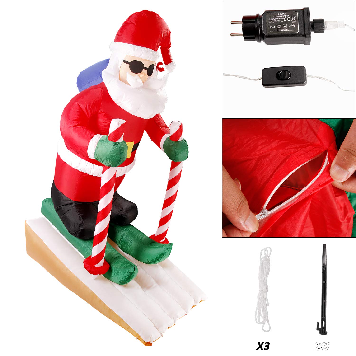 CCLife DIY Tools Père Noël gonflable LED 160 cm
