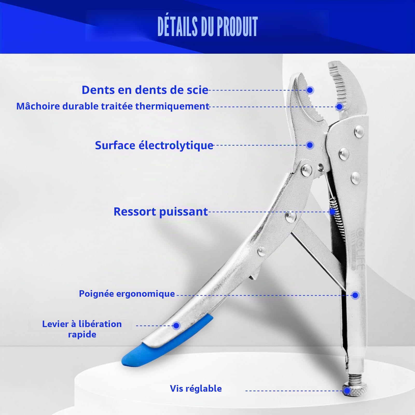 CCLife DIY Tools jeu 4 pinces-étau 125-250 mm bec long