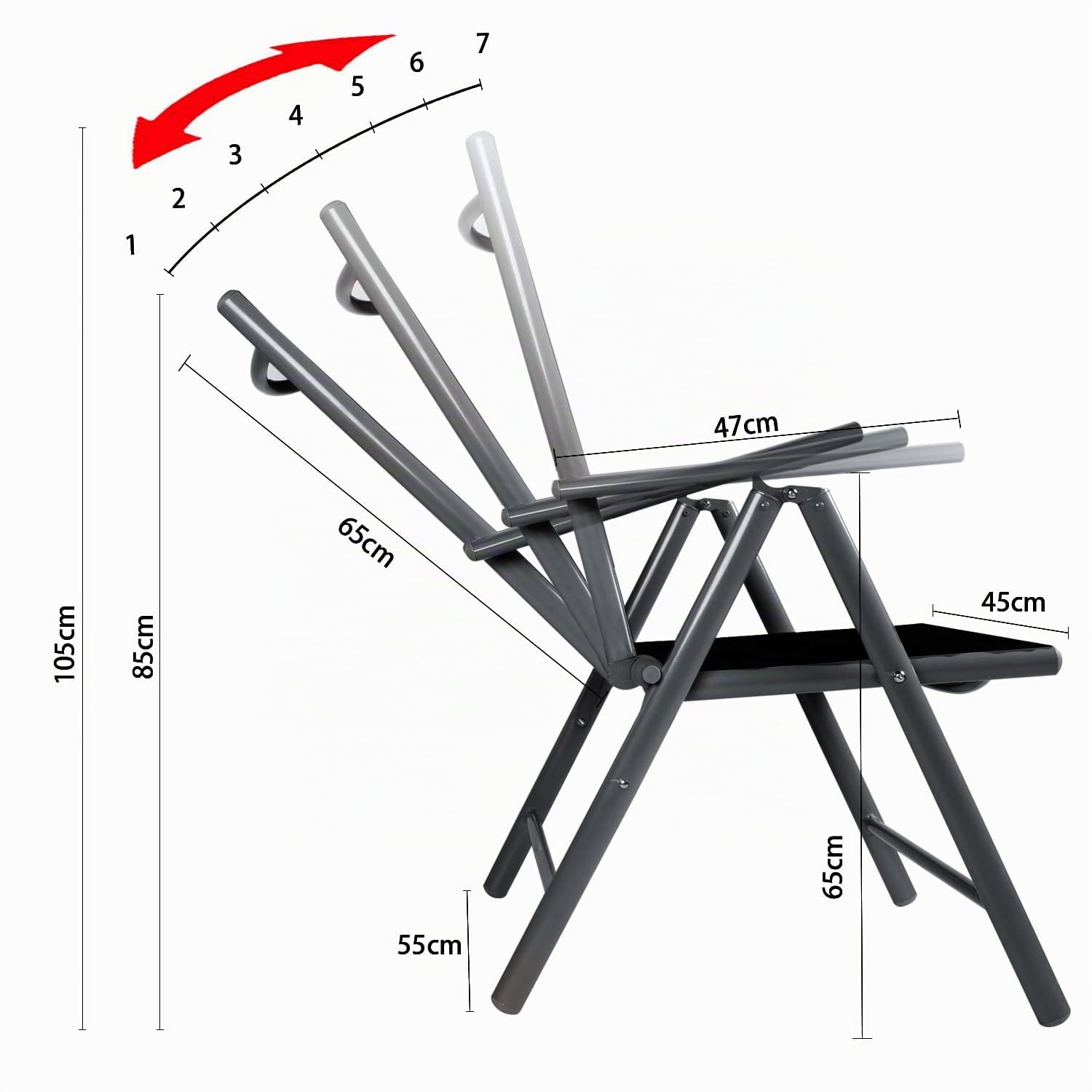 CCLIFE DIY Tools chaise pliante aluminium lot de 4 noire 120 kg