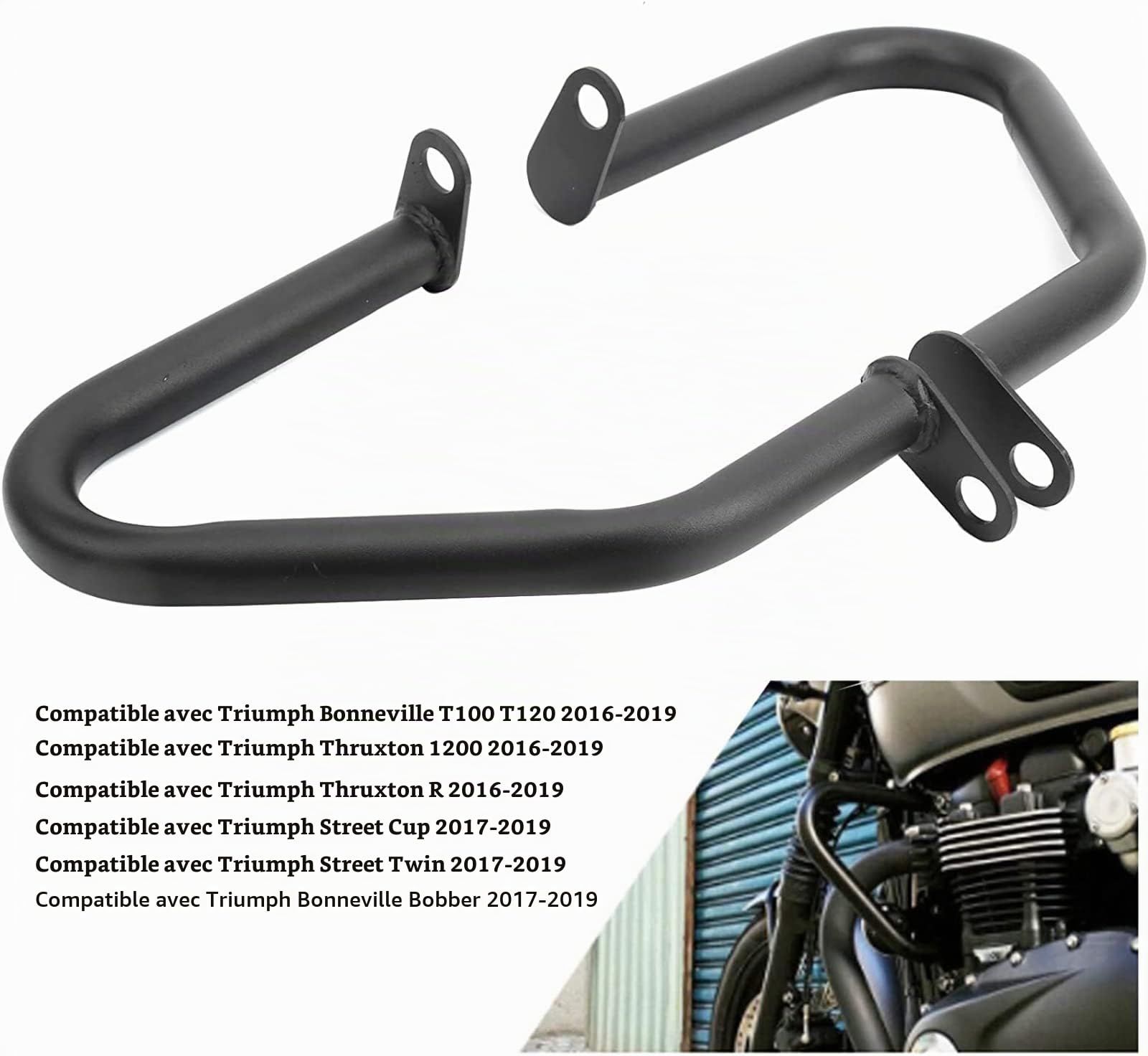 OUKENS FG007BK protège-moteur moto Triumph Bonneville 2 pièces