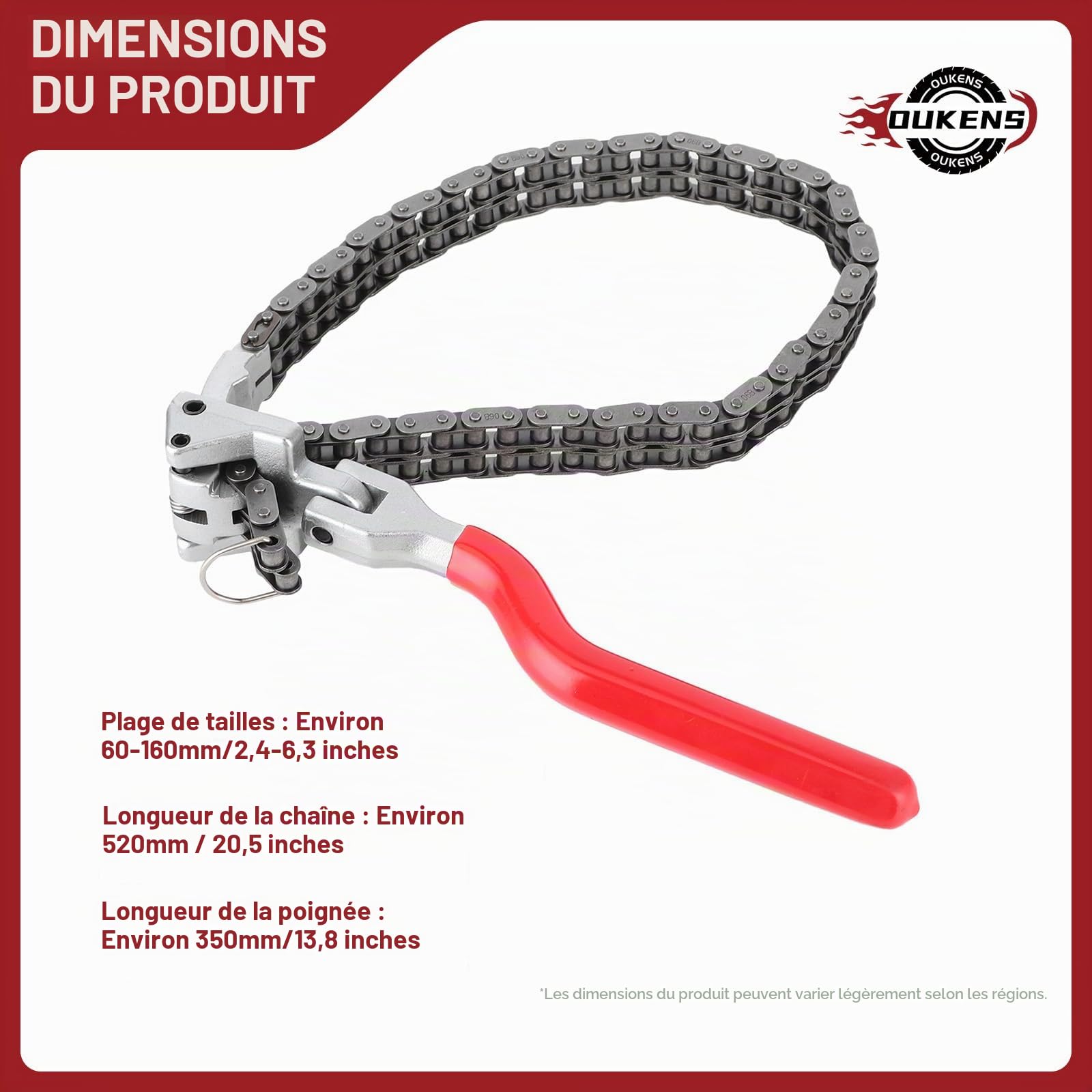 OUKENS Entretien auto clé filtre huile chaîne U1312 60-160 mm