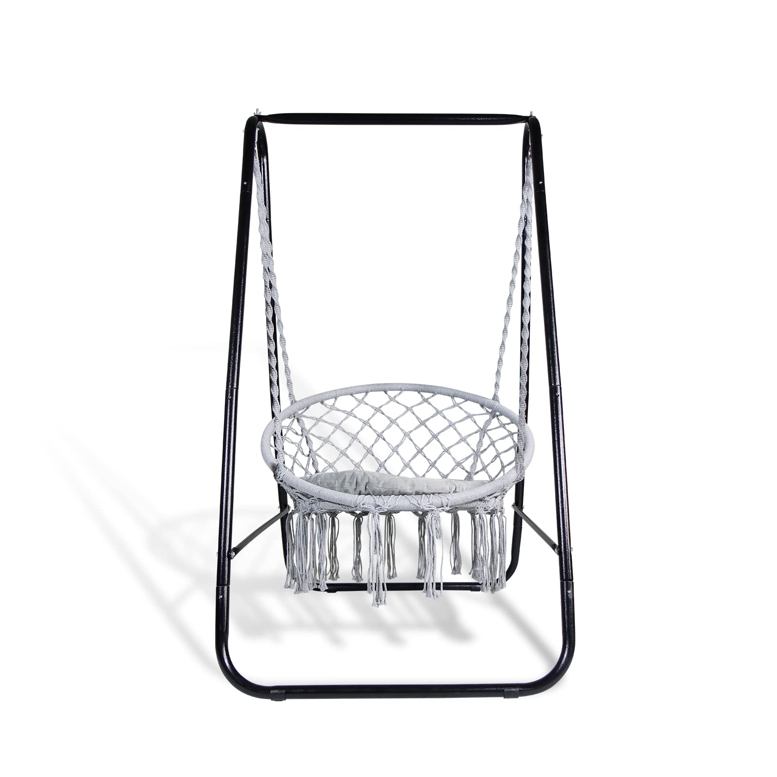 CCLIFE Fauteuil suspendu macramé gris clair 100 kg support