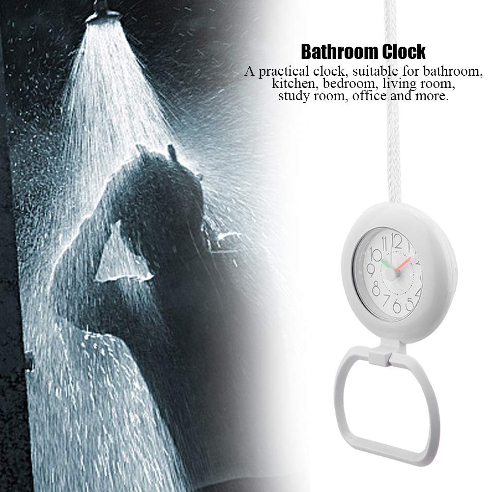 Jadeshay Horloge Salle de Bain Blanche Étanche