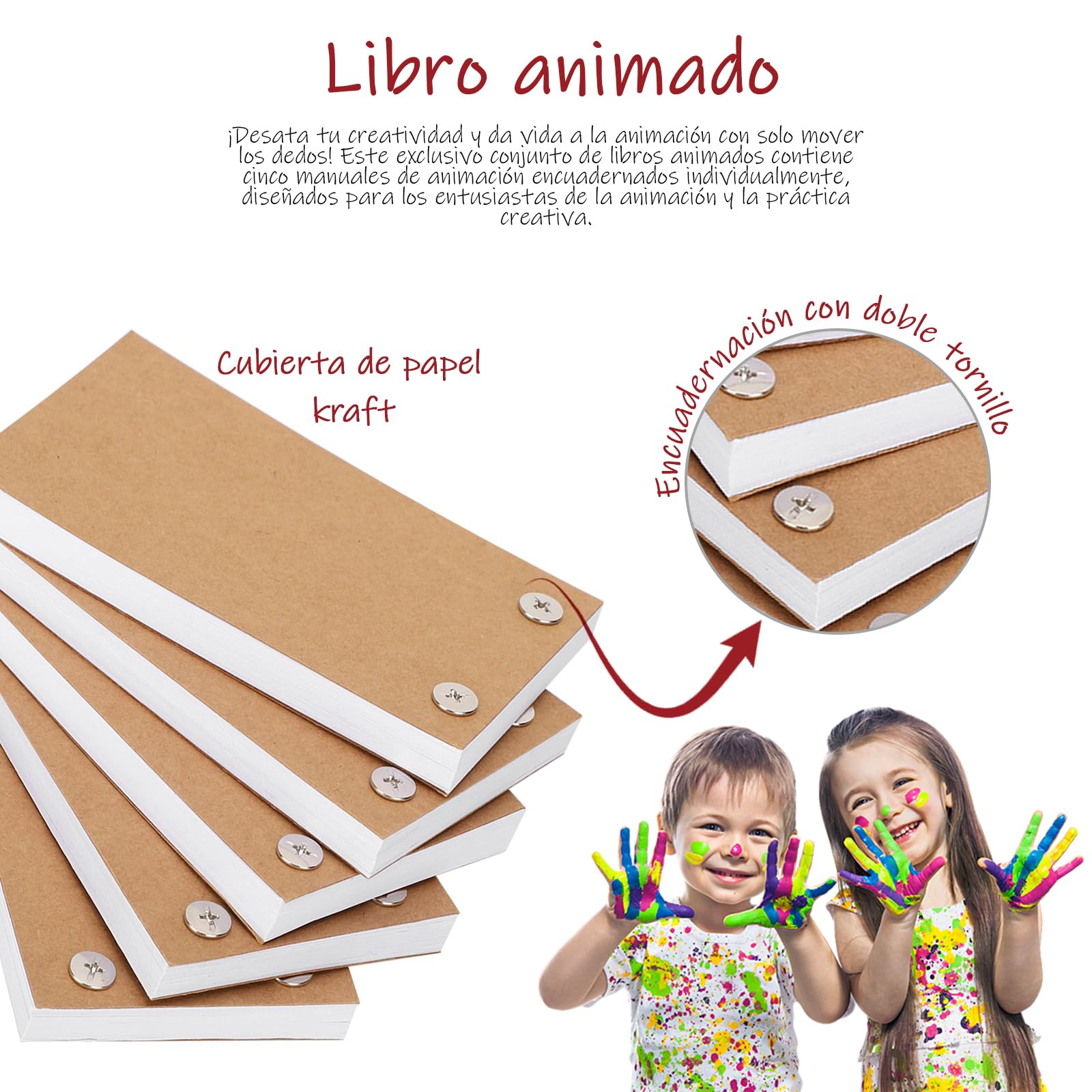 OUKENS flip book papier dessin vierge enfant lot 5 pièces