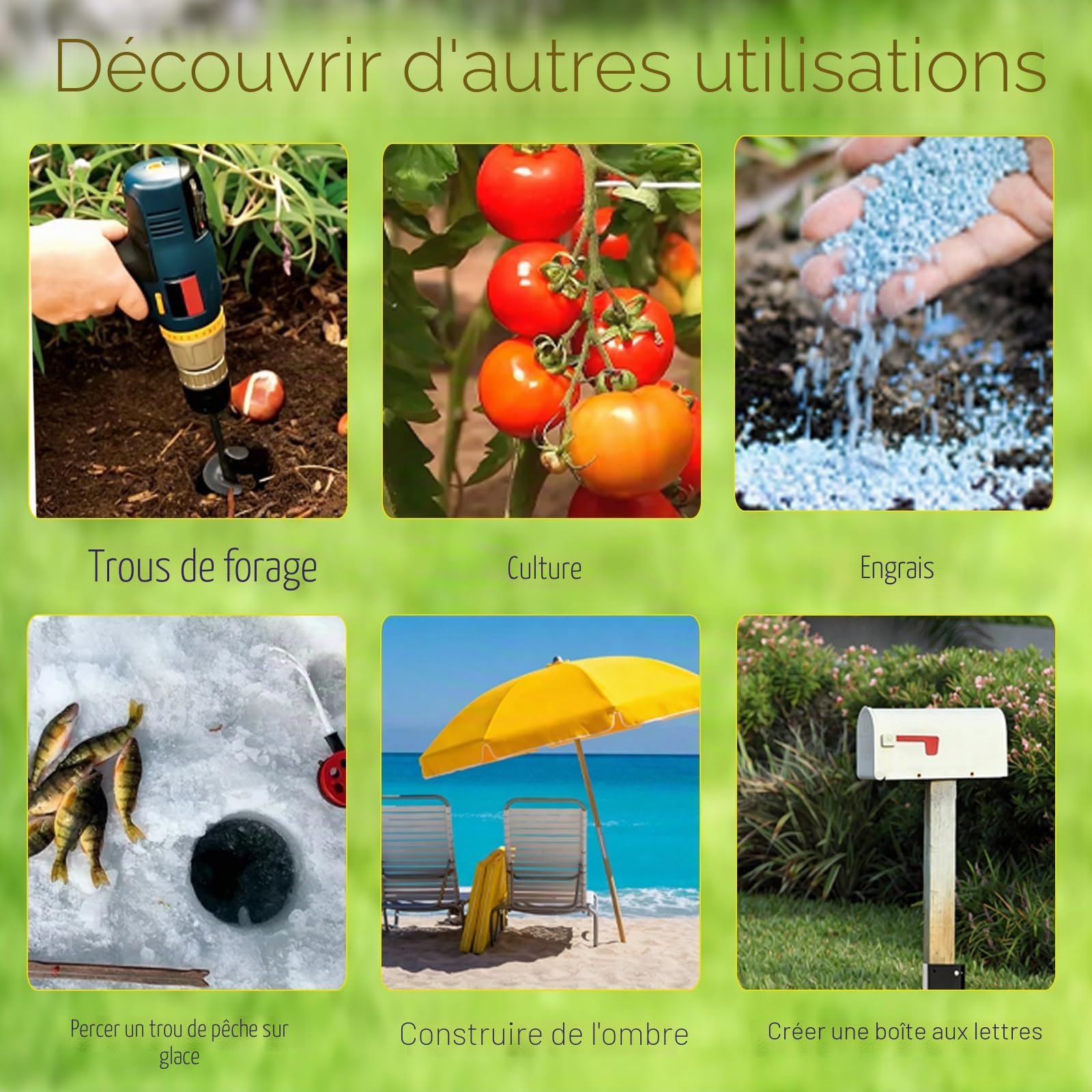 OUKENS Kit 3 tarières spirale jardin tige hexagonale 18V