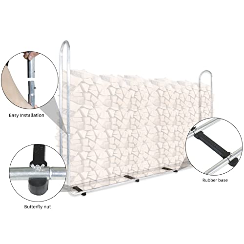CCLIFE DIY Tools range-bûches métal bois 25-40 cm housse