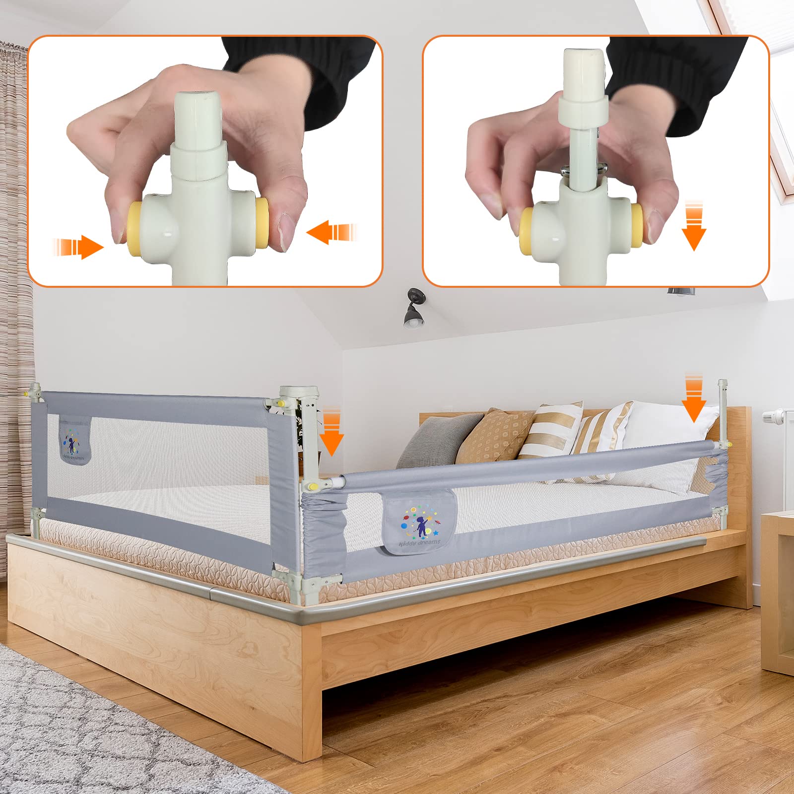 CCLIFE Barrière de lit enfant portable 150 cm maille