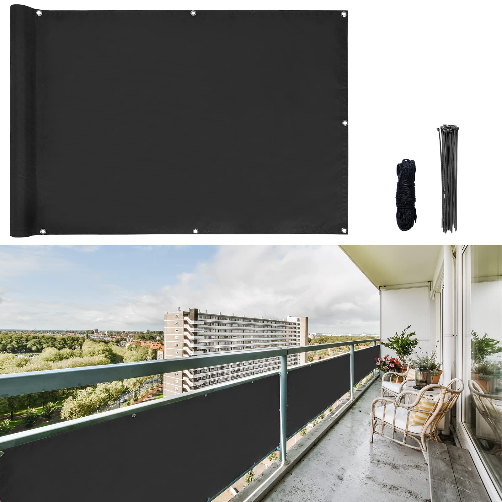 CCLIFE DIY Tools brise-vue balcon anthracite UV30+