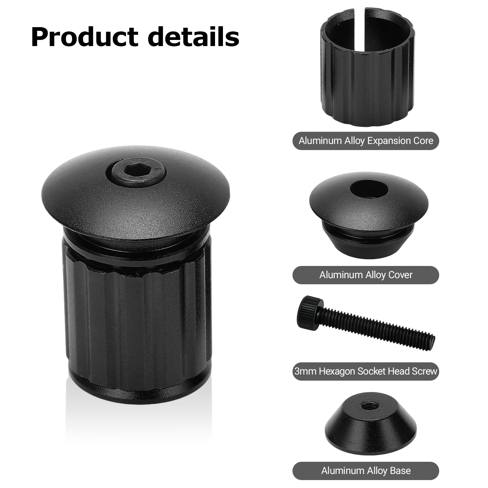 OUKENS Embouts guidon vélo alu noir paire 18-20 mm