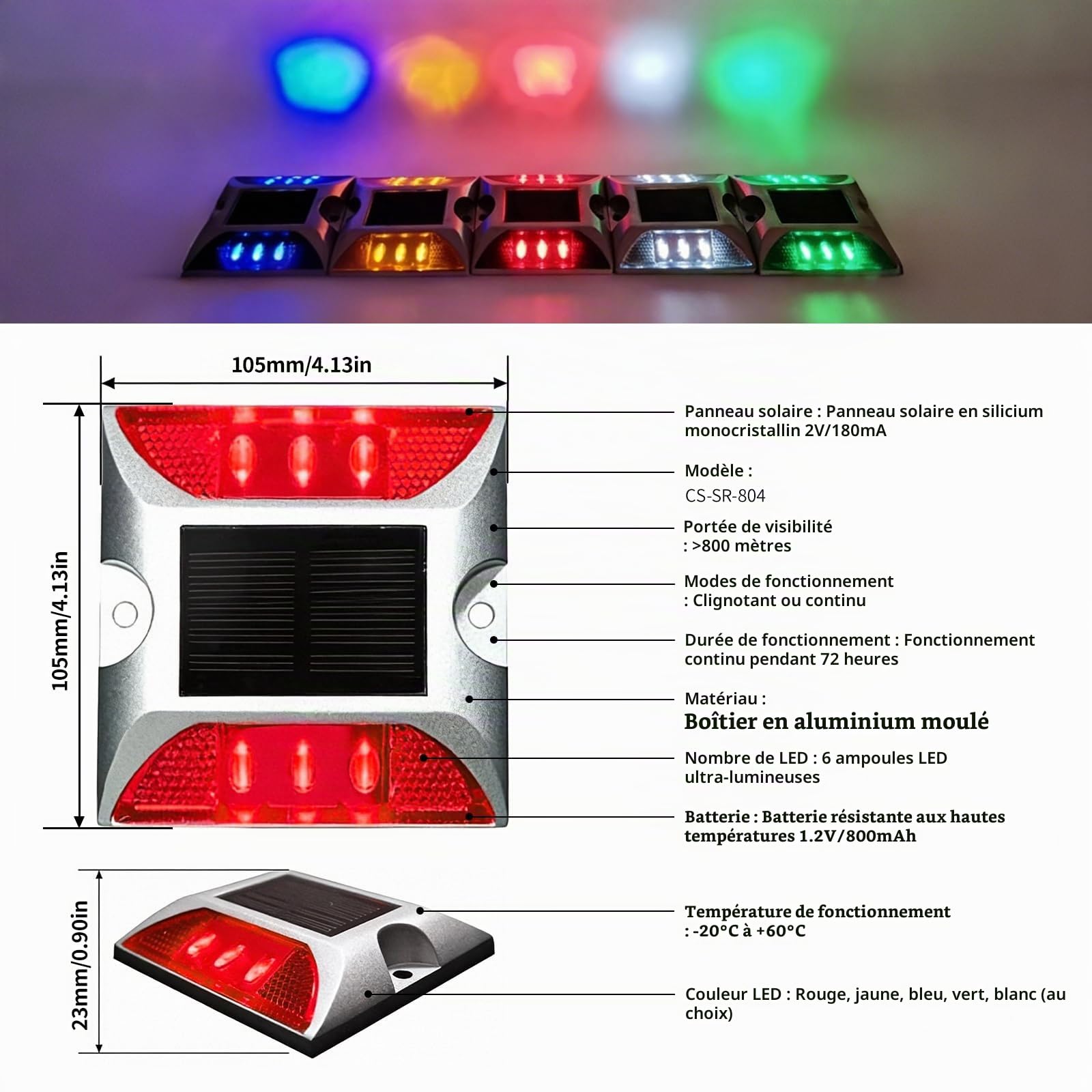 OUKENS Lampe solaire de sol rouge IP65