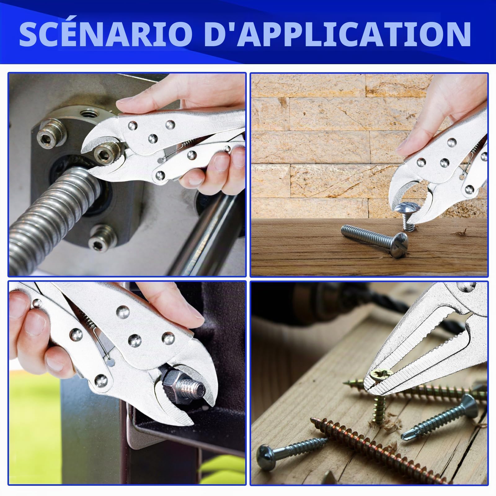 CCLife DIY Tools jeu 4 pinces-étau 125-250 mm bec long