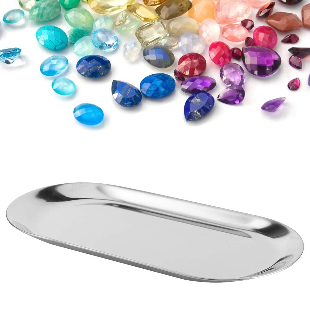 OUKENS plateau bijoux inox ovale argent lot 5