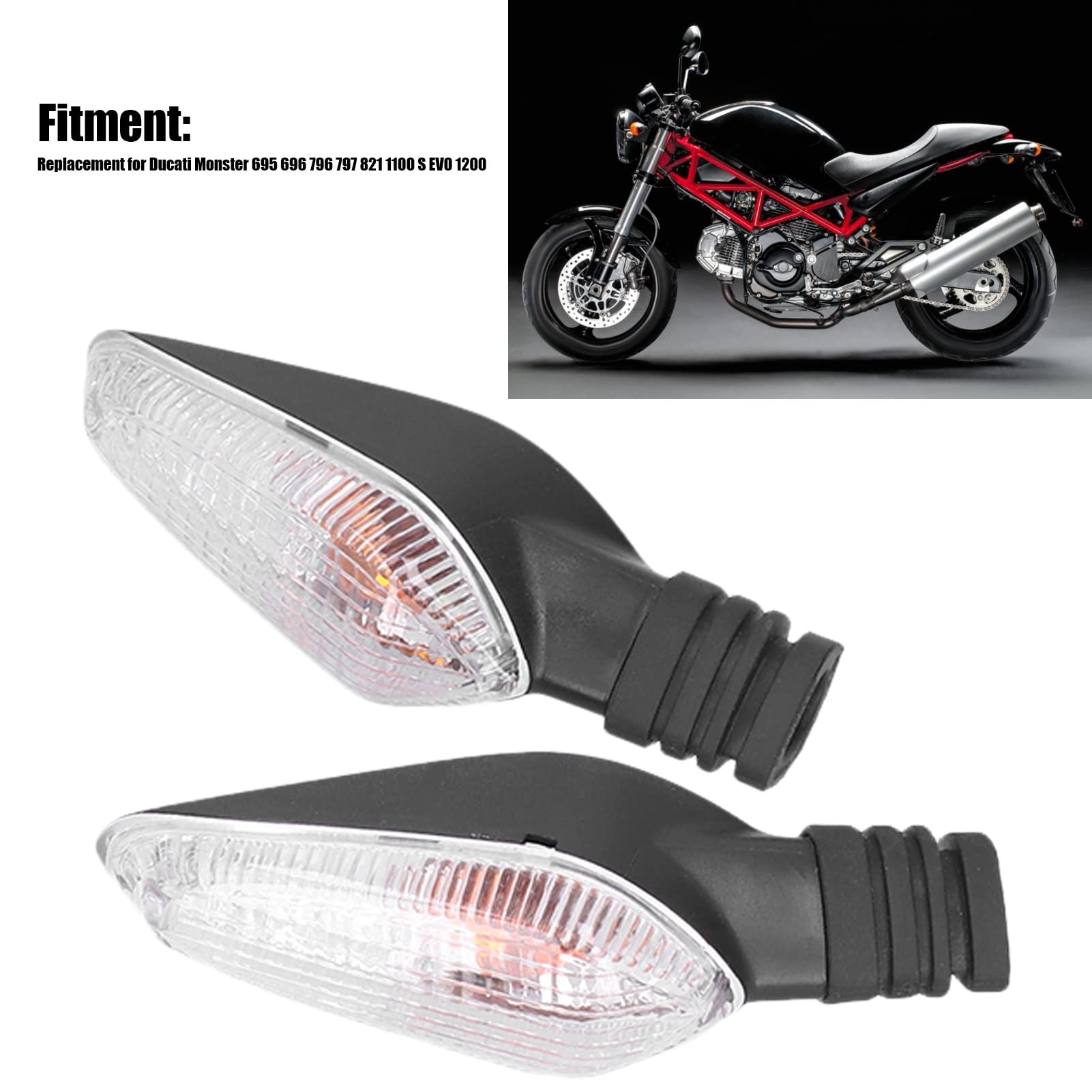 OUKENS Clignotant moto 12V Ducati Monster transparent jaune