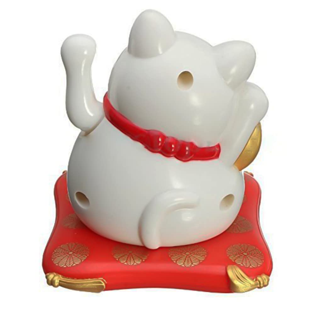 Jadeshay Lucky Cat Chat Solaire Blanc Maneki Neko