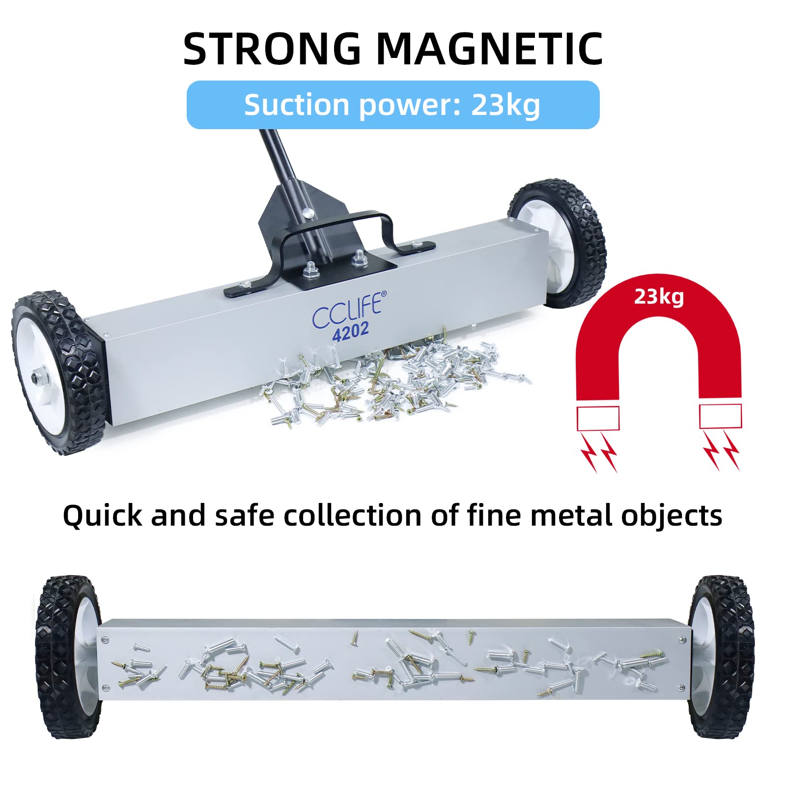 CCLIFE DIY Tools balai magnétique 60 cm 23 kg télescopique