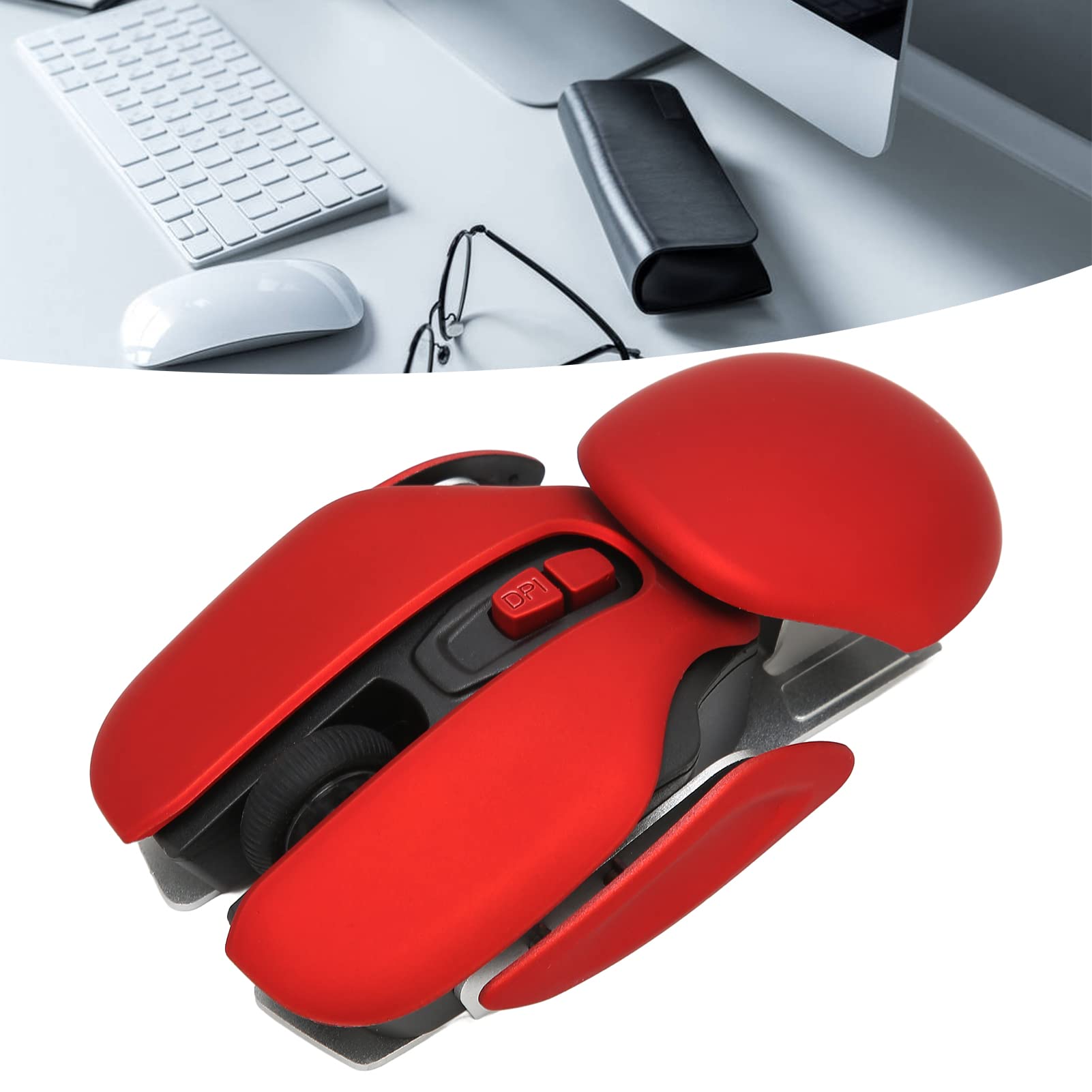 OUKENS Souris de Jeu Sans Fil Ergonomique Rouge DPI Réglable