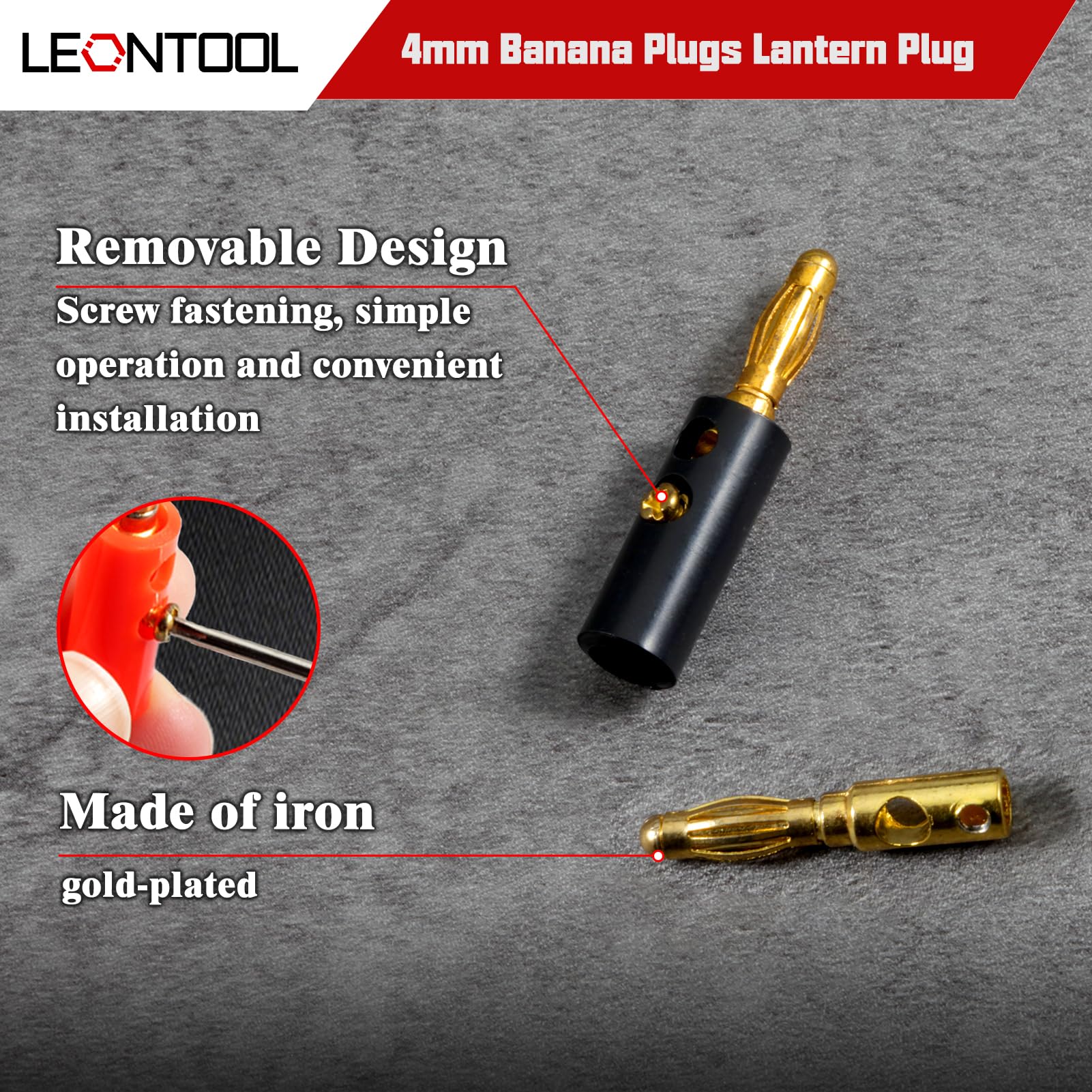 LEONTOOL Vis et Écrous Fiches bananes 4mm lot 20
