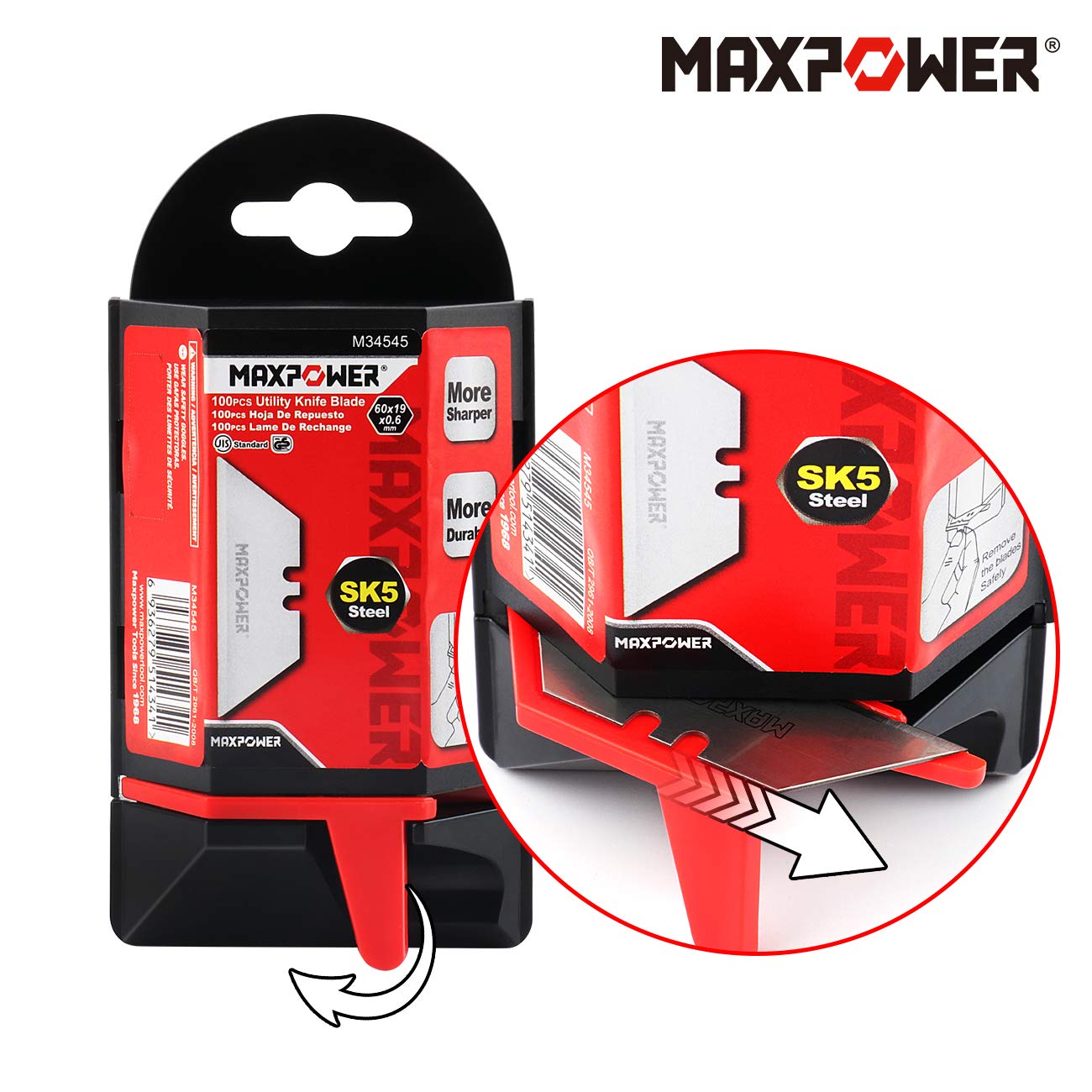 MaxPower Outils de coupe Lames trapèze SK5 100 pièces