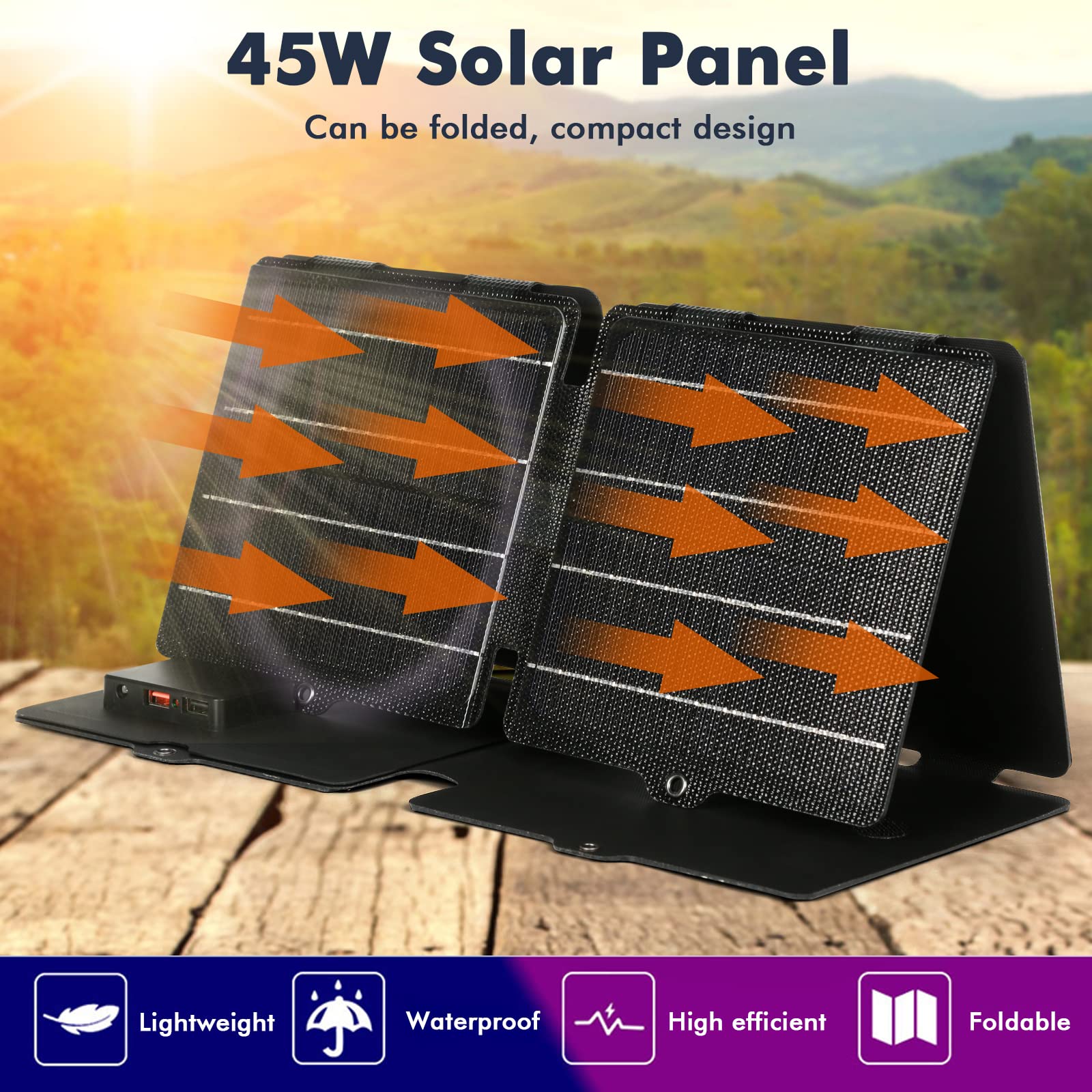 Jadeshay Solaire Photovoltaïque chargeur solaire pliable 42W USB