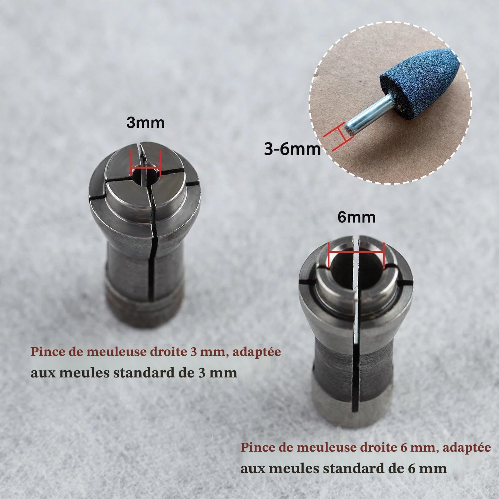 LEONTOOL Adaptateurs serrage 3 mm 6 mm lot de 4