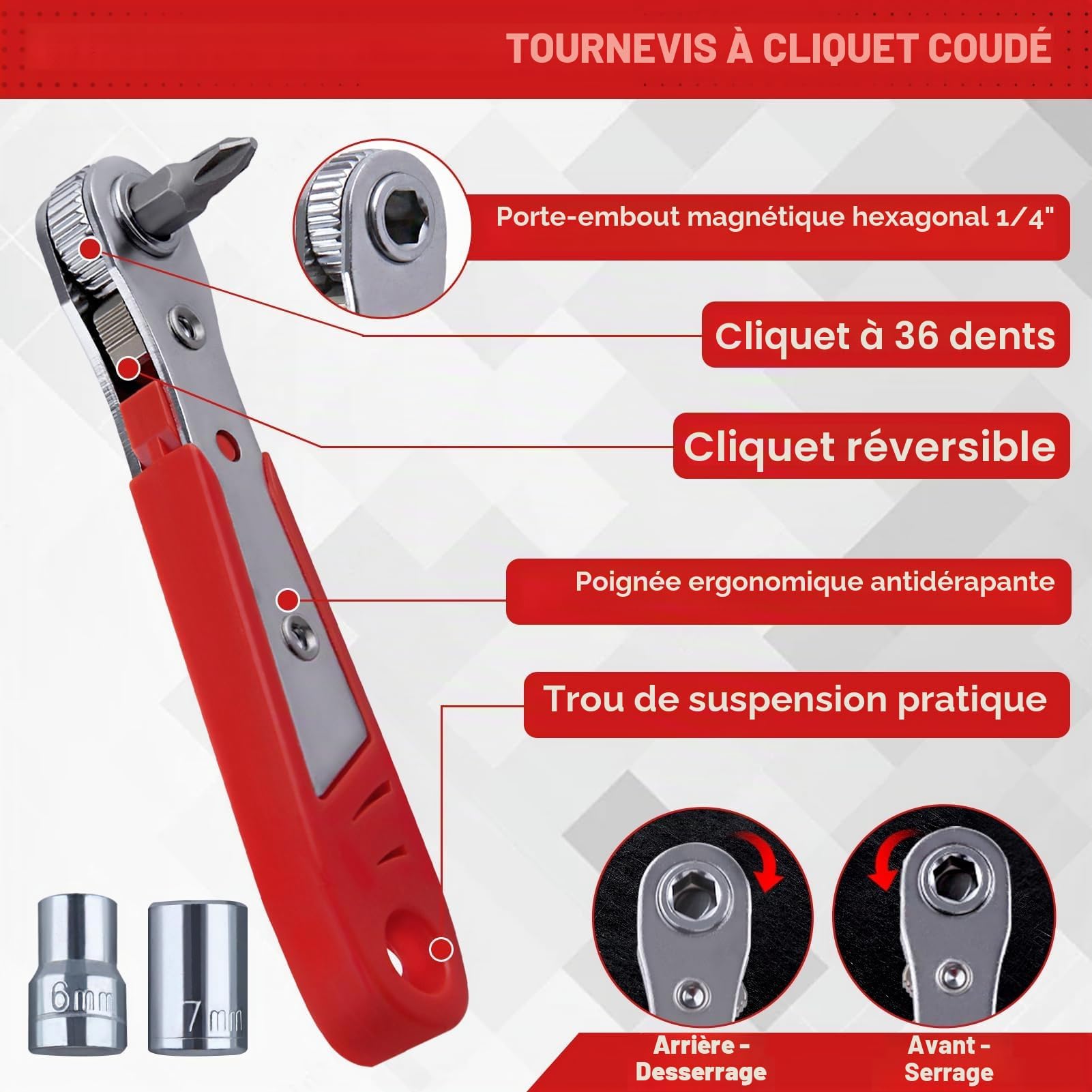 LEONTOOL Tournevis angle droit 17 pièces 36 dents