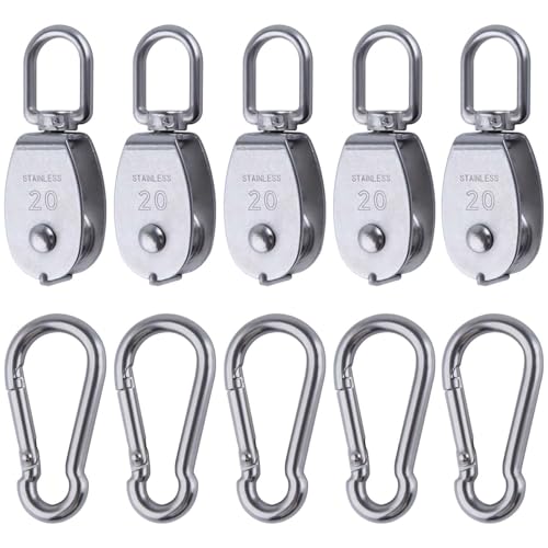 LEONTOOL Poulie M20 inox + mousqueton M5 lot 10 pcs