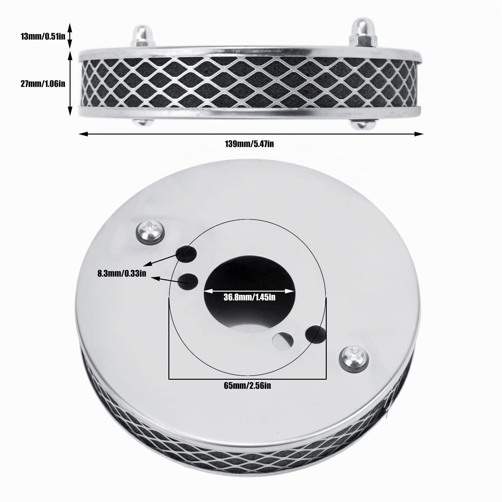 OUKENS Pièces auto filtre à air rond A102 chrome SU HS4