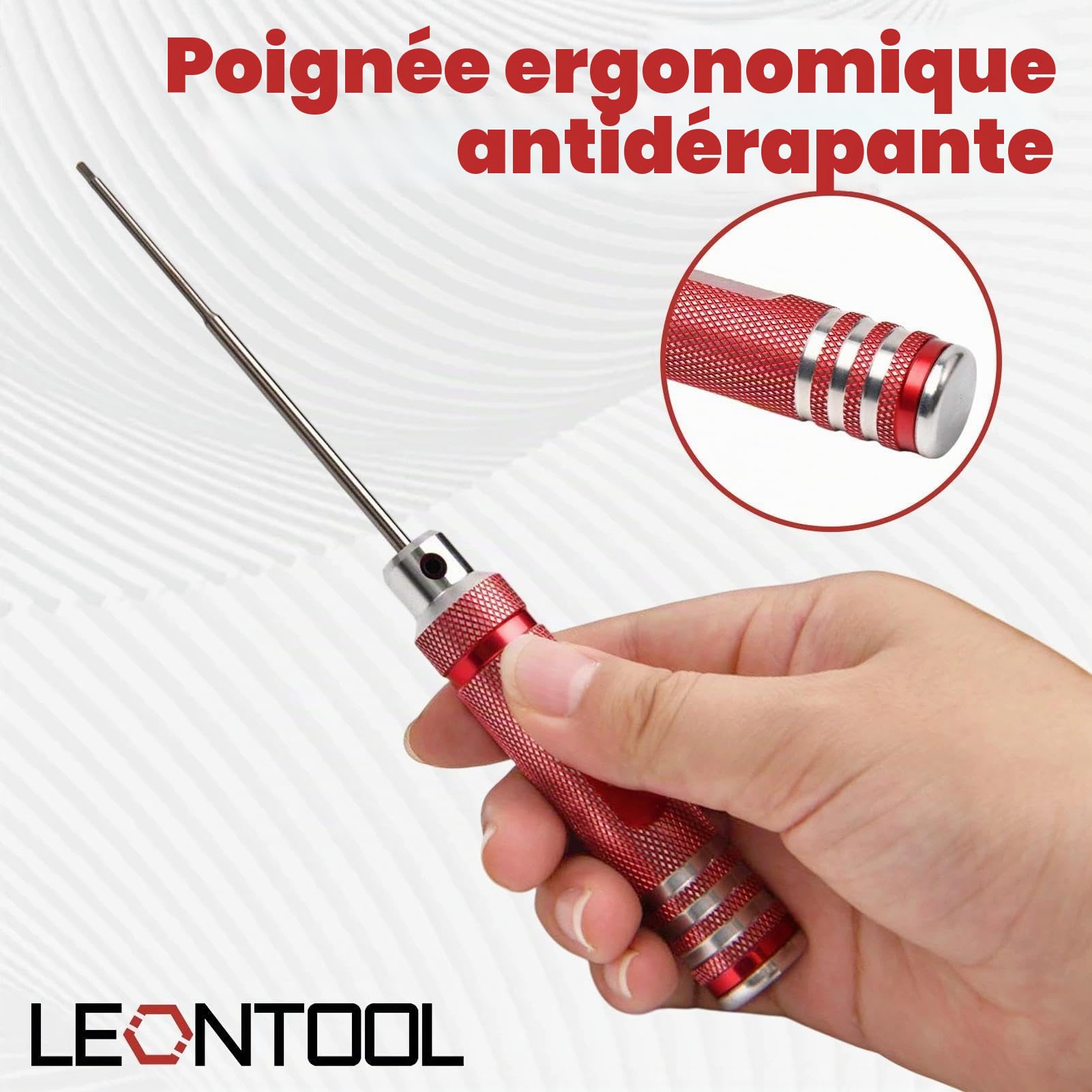 LEONTOOL Set 7 tournevis hexagonaux RC 0,9-3,0 mm alu