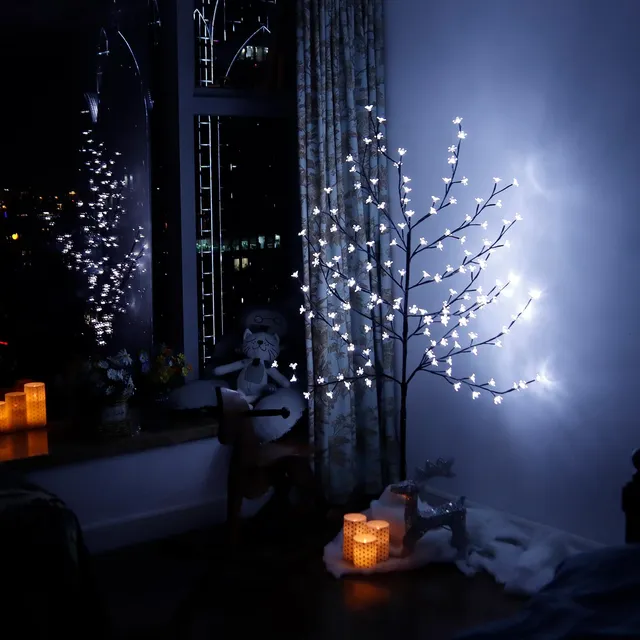 CCLIFE Arbre Cerisier LED 150 cm 150 LED blanc froid