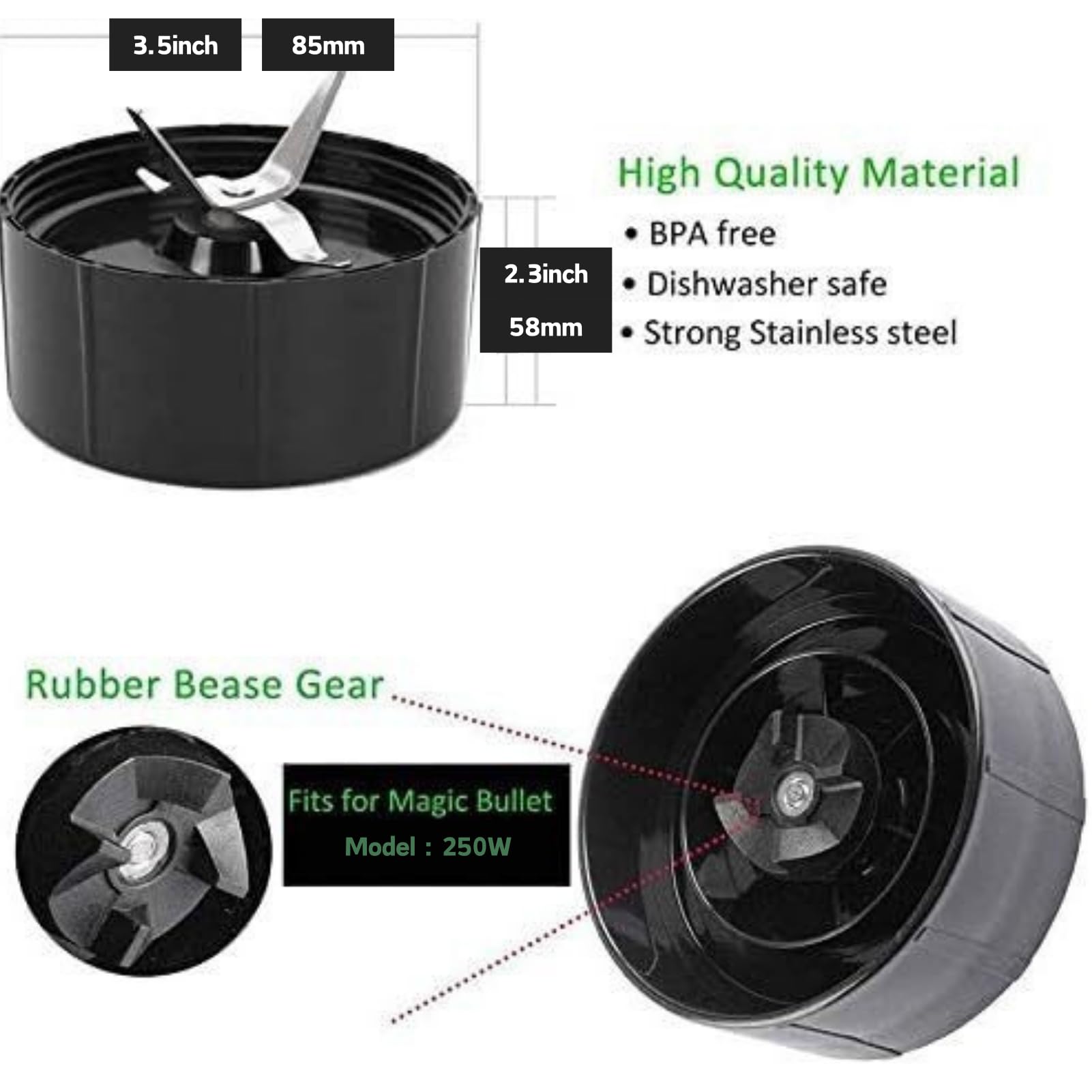 Jadeshay lame mixeur Magic Bullet 250W lot de 2 inox