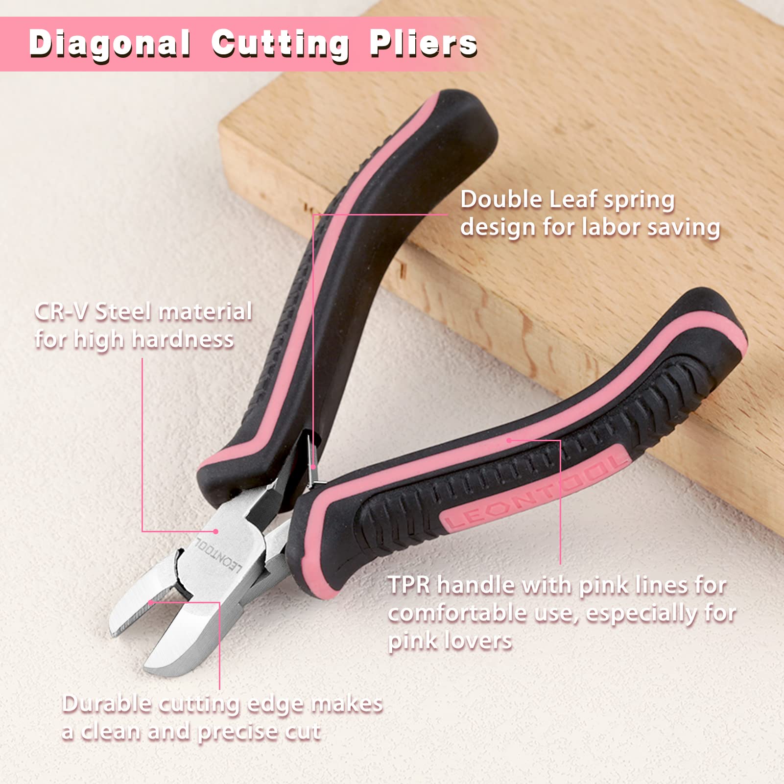 LEONTOOL Pinces pince coupante diagonale 10,2 cm rose bijoux