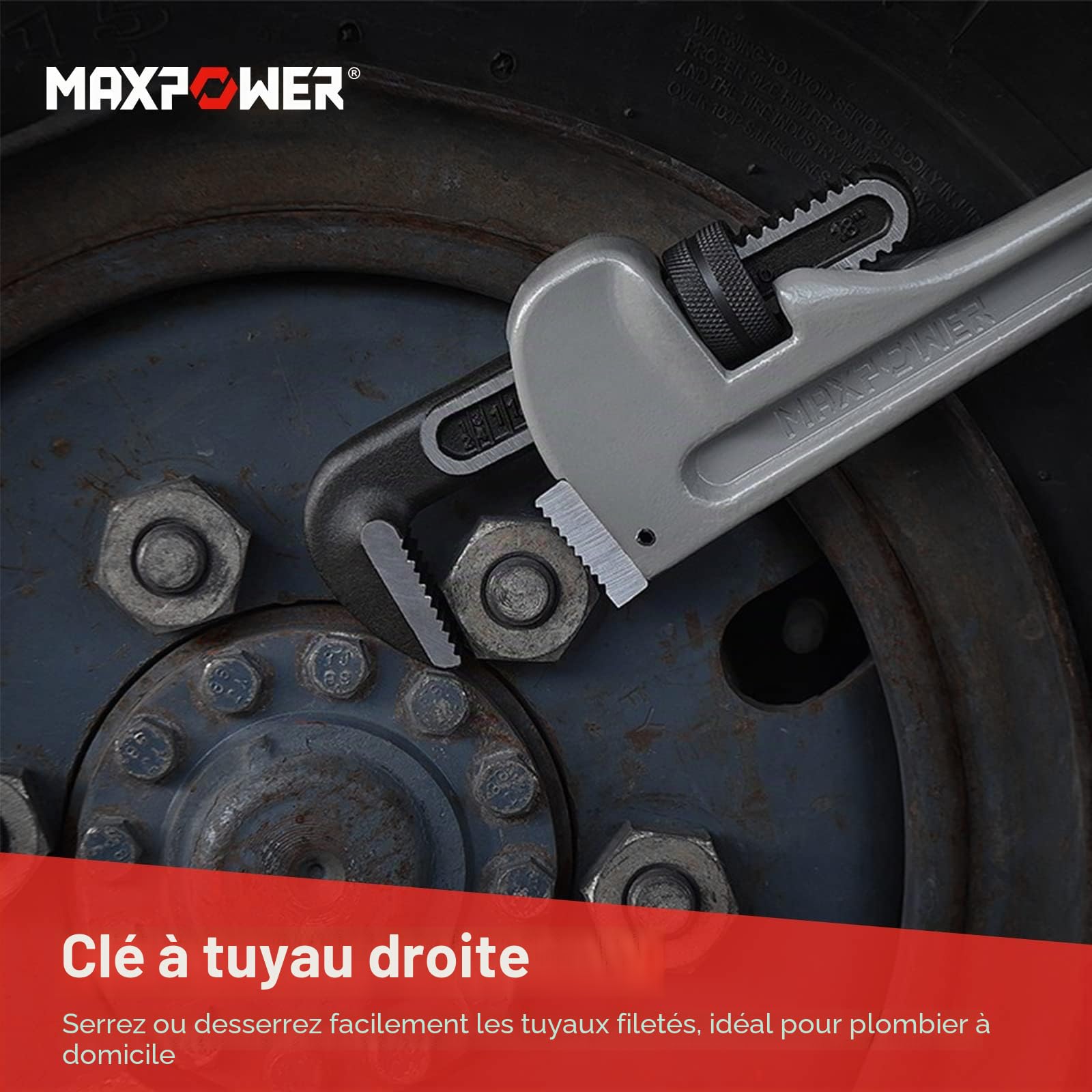 MaxPower Outils plomberie clé Stillson alu 450mm 18"