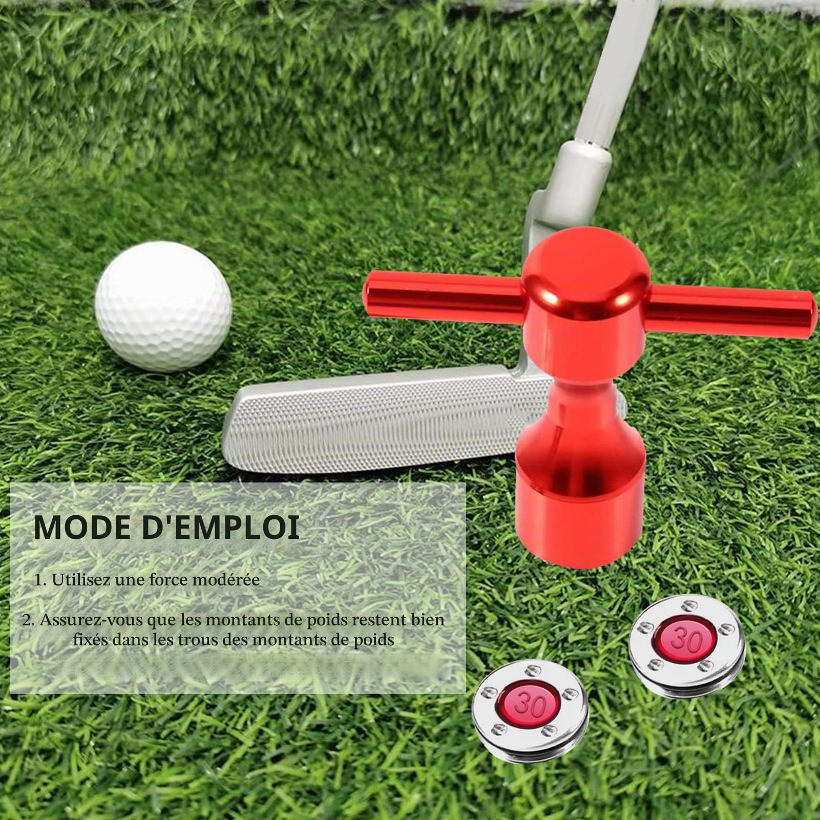 OUKENS Sports et loisirs Poids Putter Golf Rouge + Clé