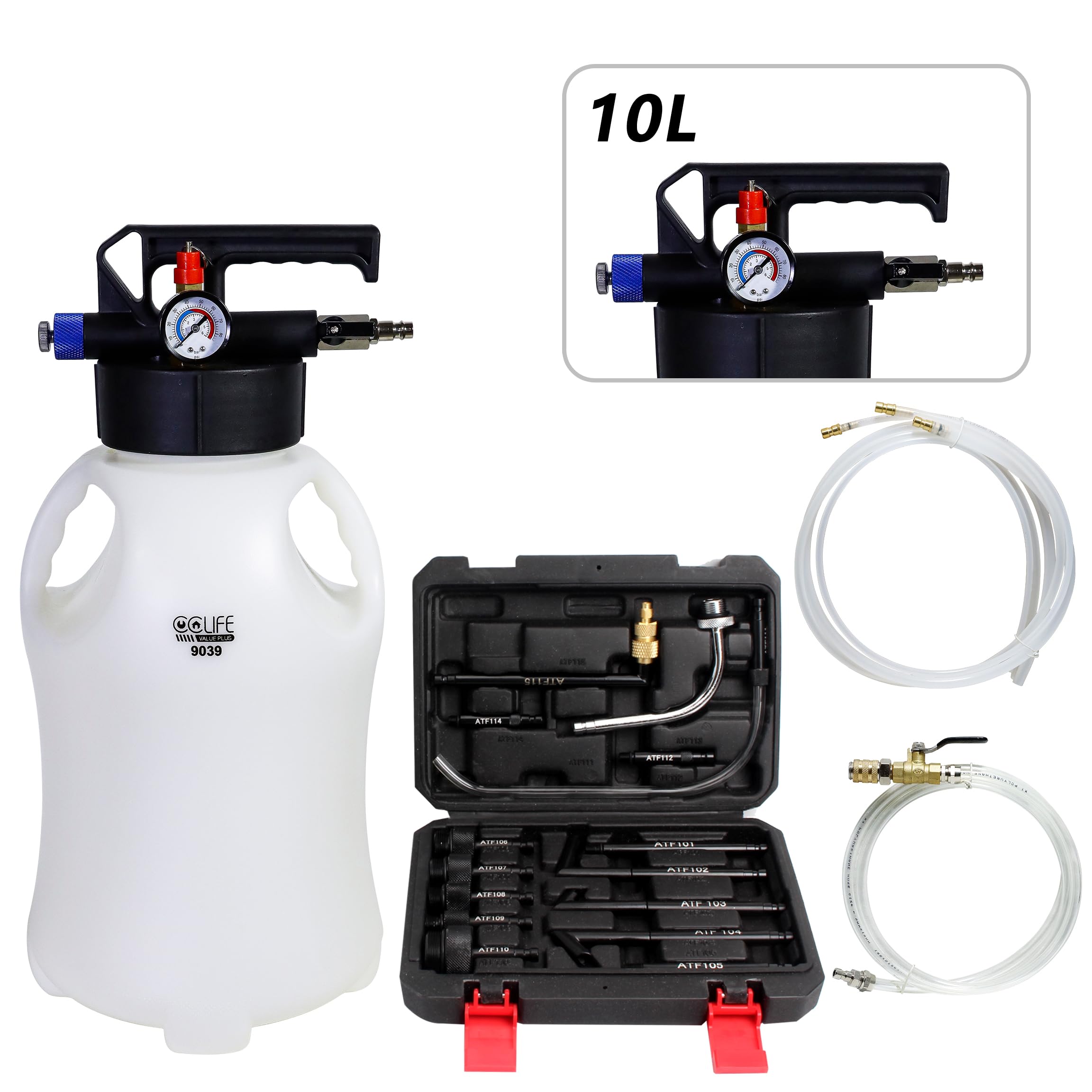CCLIFE Pompe Remplissage Huile Boîte 10L 15 Adaptateurs