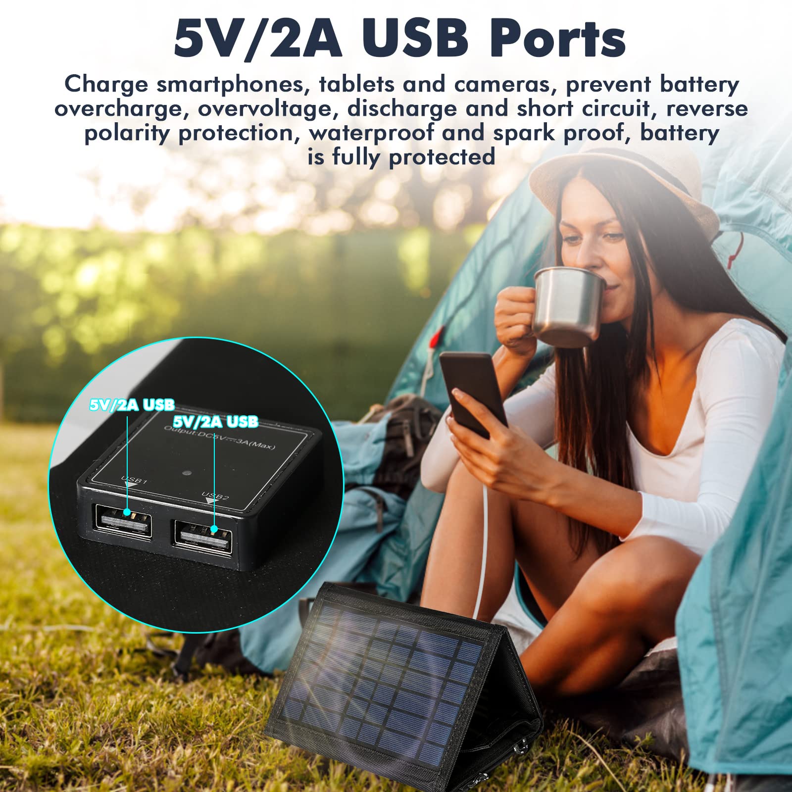 Jadeshay 40W Panneau Solaire Pliable Portable USB 5V