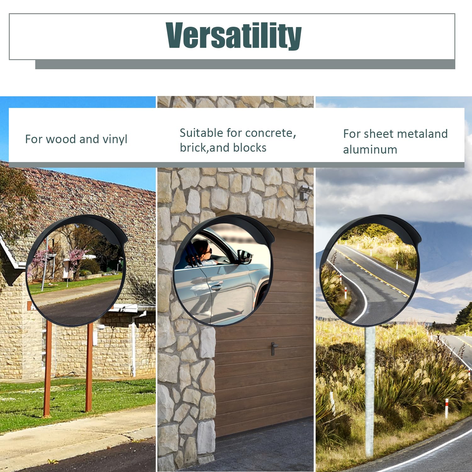CCLIFE Miroir convexe circulation 45 cm grand angle garage