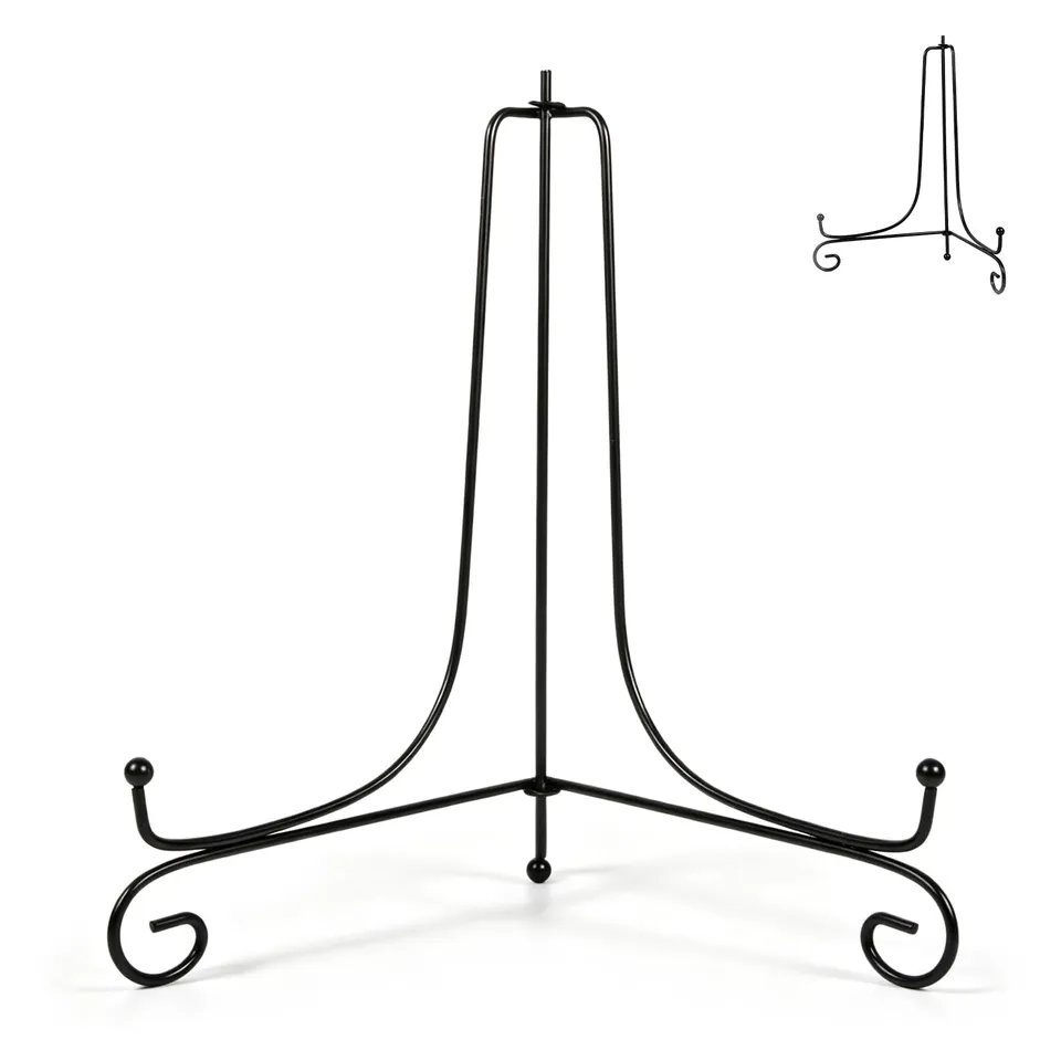 OUKENS Chevalet Fer Support Assiette 10 Pouces Noir