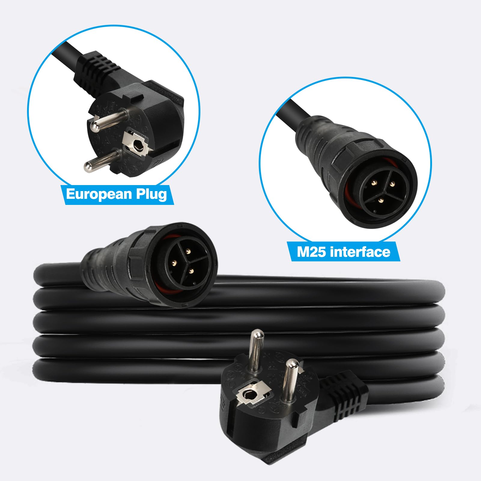 Jadeshay câble solaire AC 3x0,75 mm² 5 m WVC-300/350W