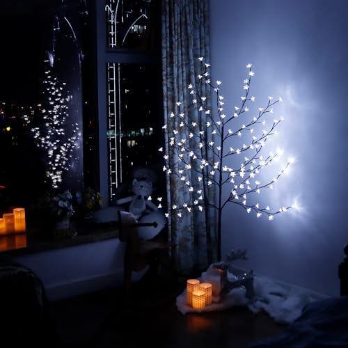 CCLIFE Arbre Cerisier LED 150 cm 150 LED blanc froid