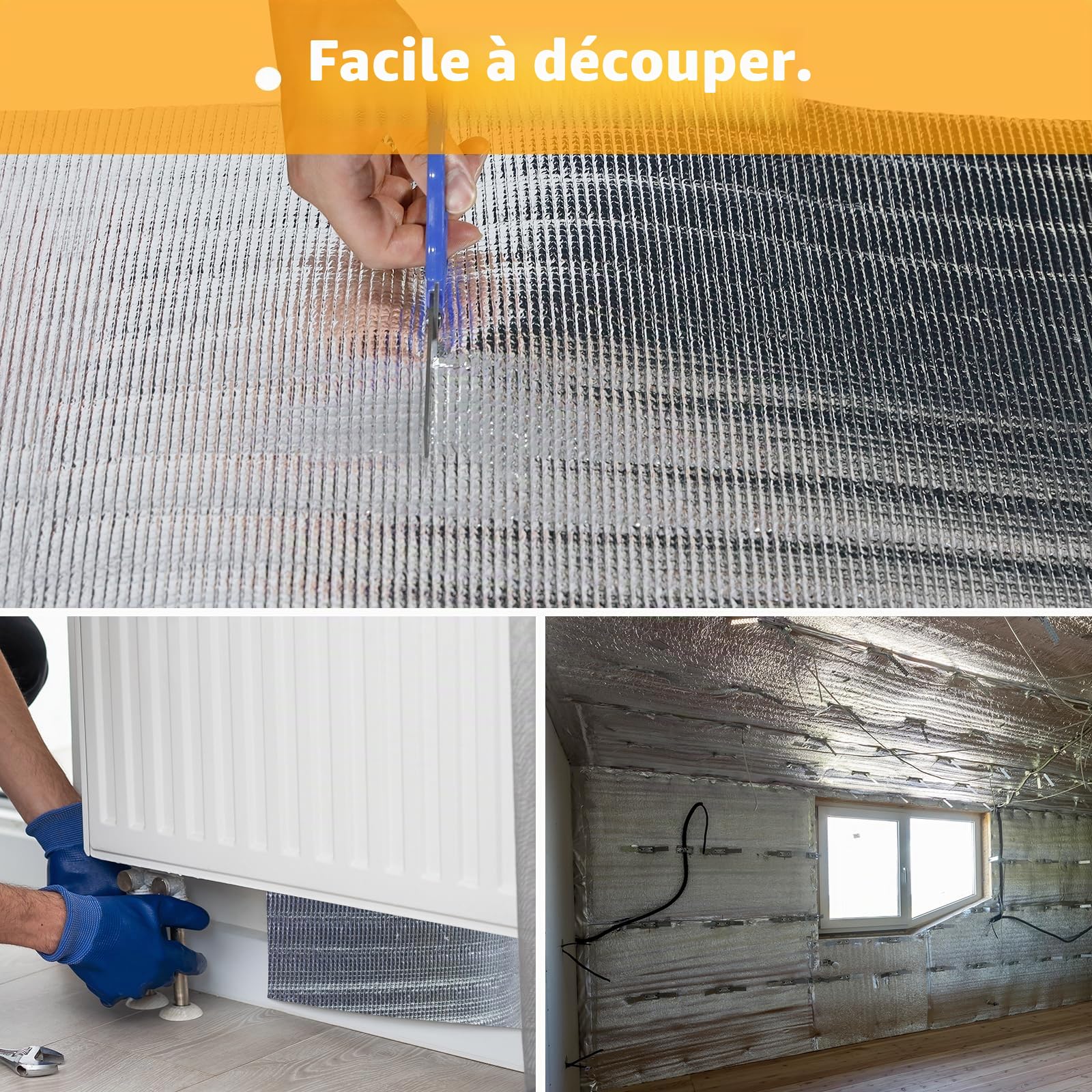 CCLIFE DIY Tools isolant thermique aluminium 0,5x20 m 10 m²