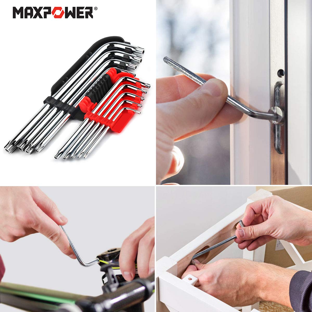MaxPower Clé jeu 9 clés allen torx percées 1,5-10mm