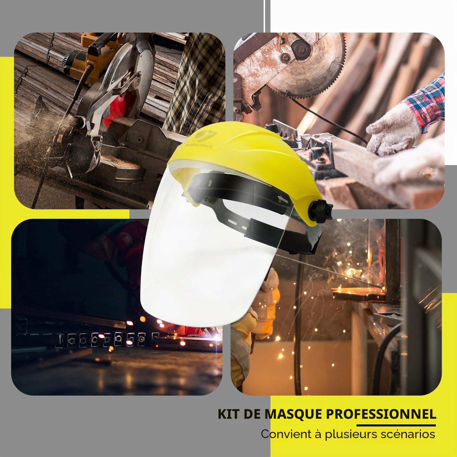 CCLIFE DIY Tools visière de protection polycarbonate 246x264 mm