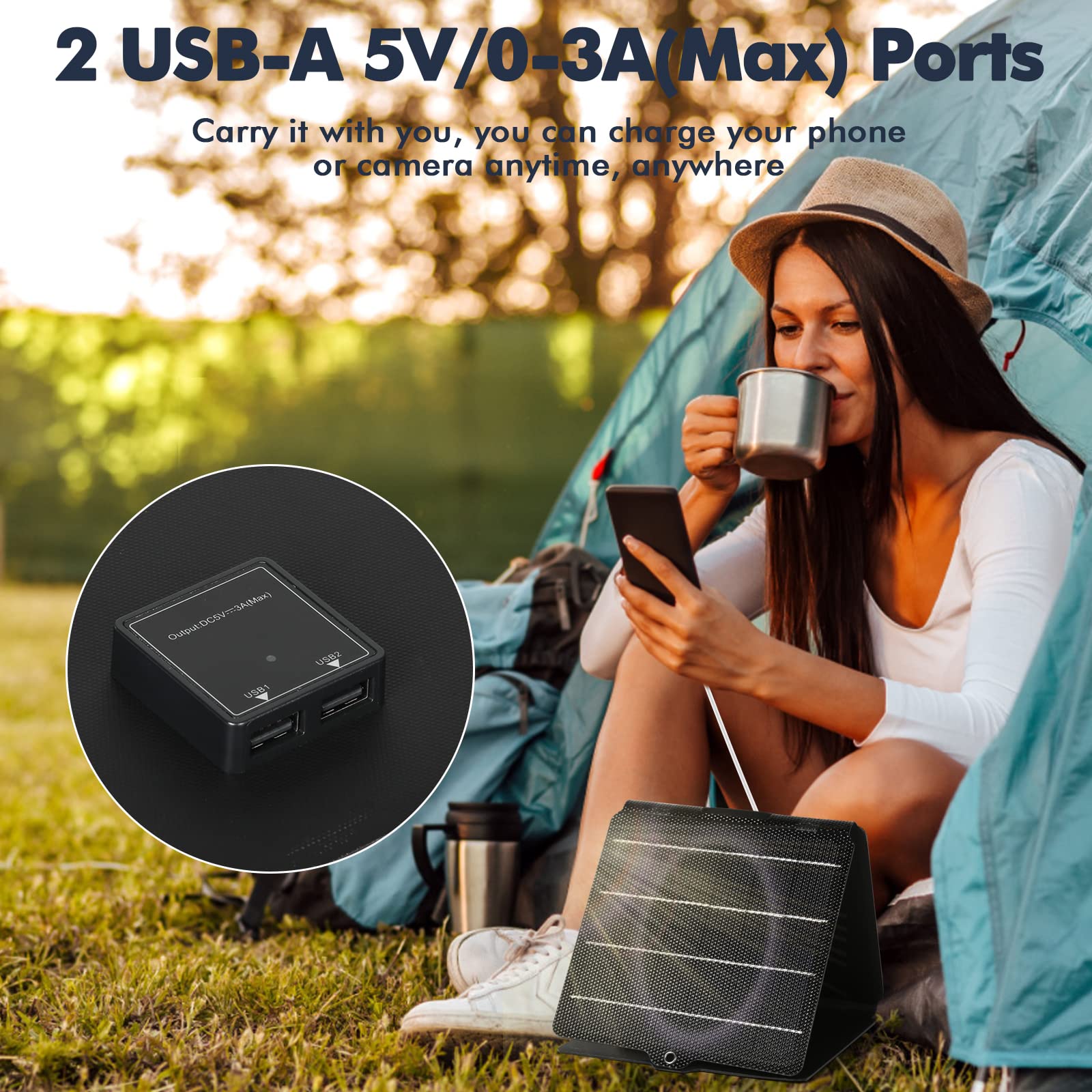 Jadeshay Solaire Photovoltaïque panneau portable pliable 20W 5V USB