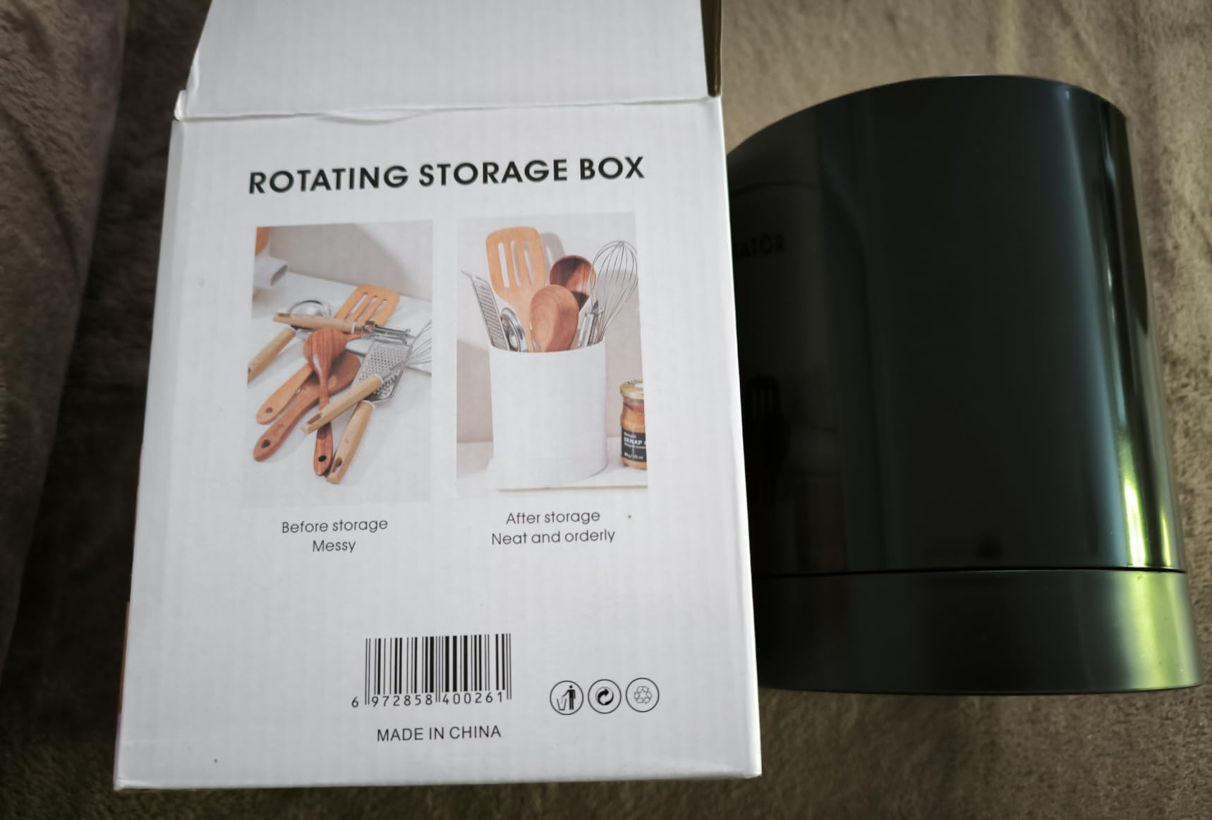 OUKENS Cuisine et maison Porte-ustensiles rotatif 360° noir PP