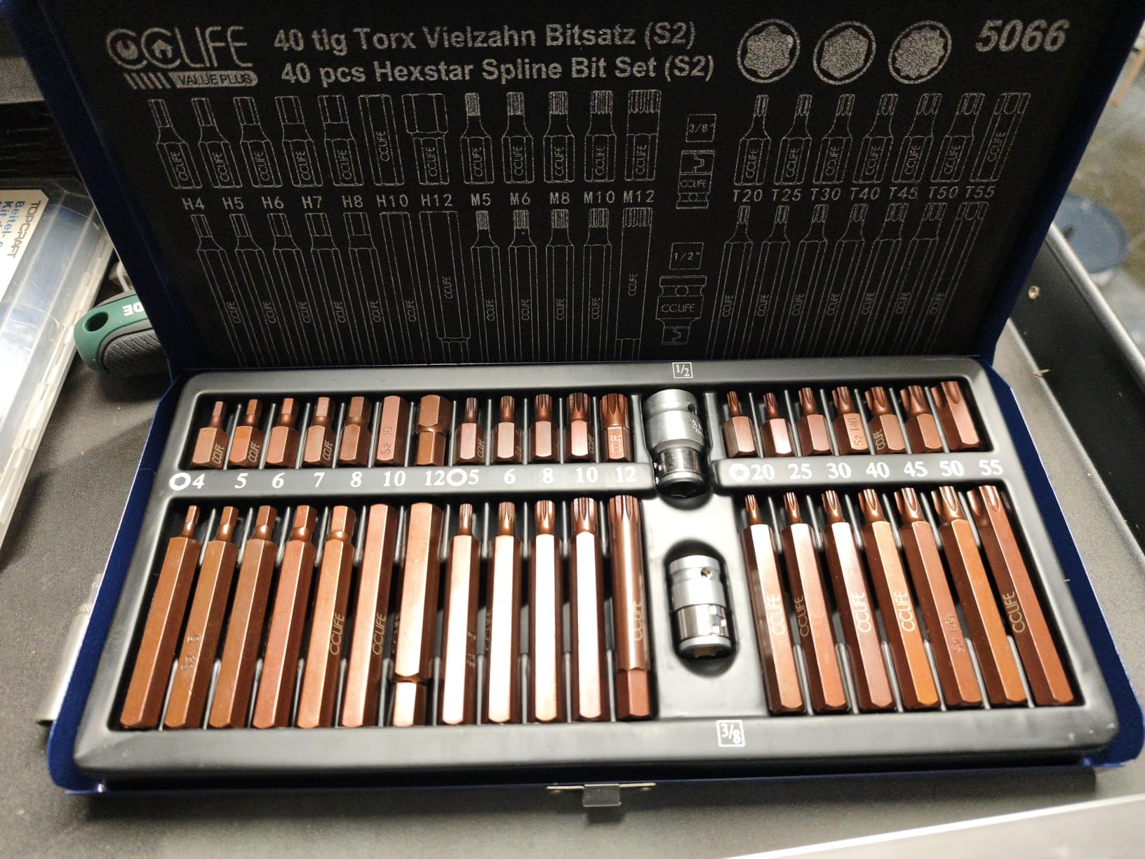 CCLIFE Socket and Bit Sets jeu 40 embouts S2 Torx XZN Hex