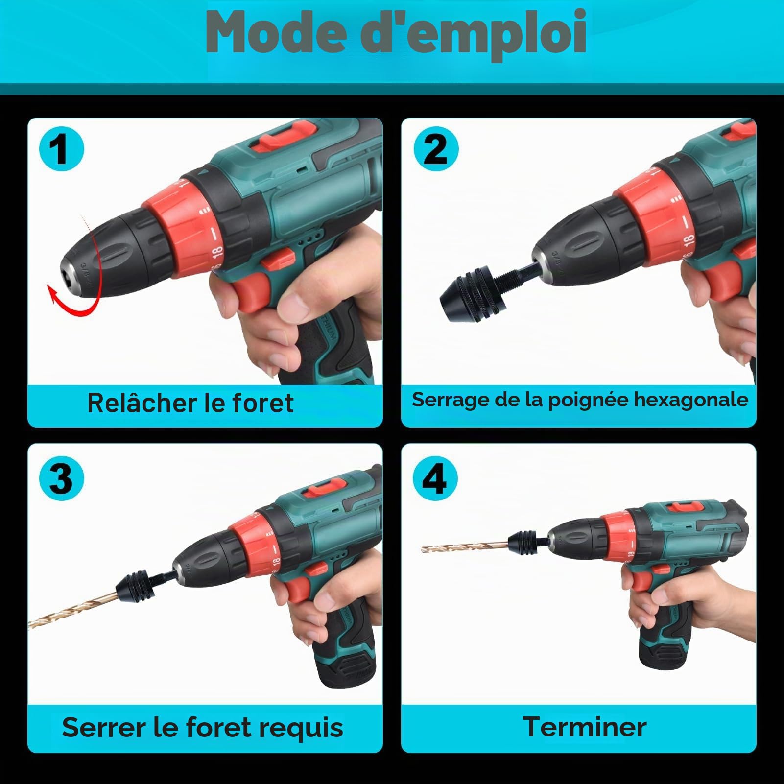 LEONTOOL Tournevis adaptateur mandrin hexagonal lot de 2