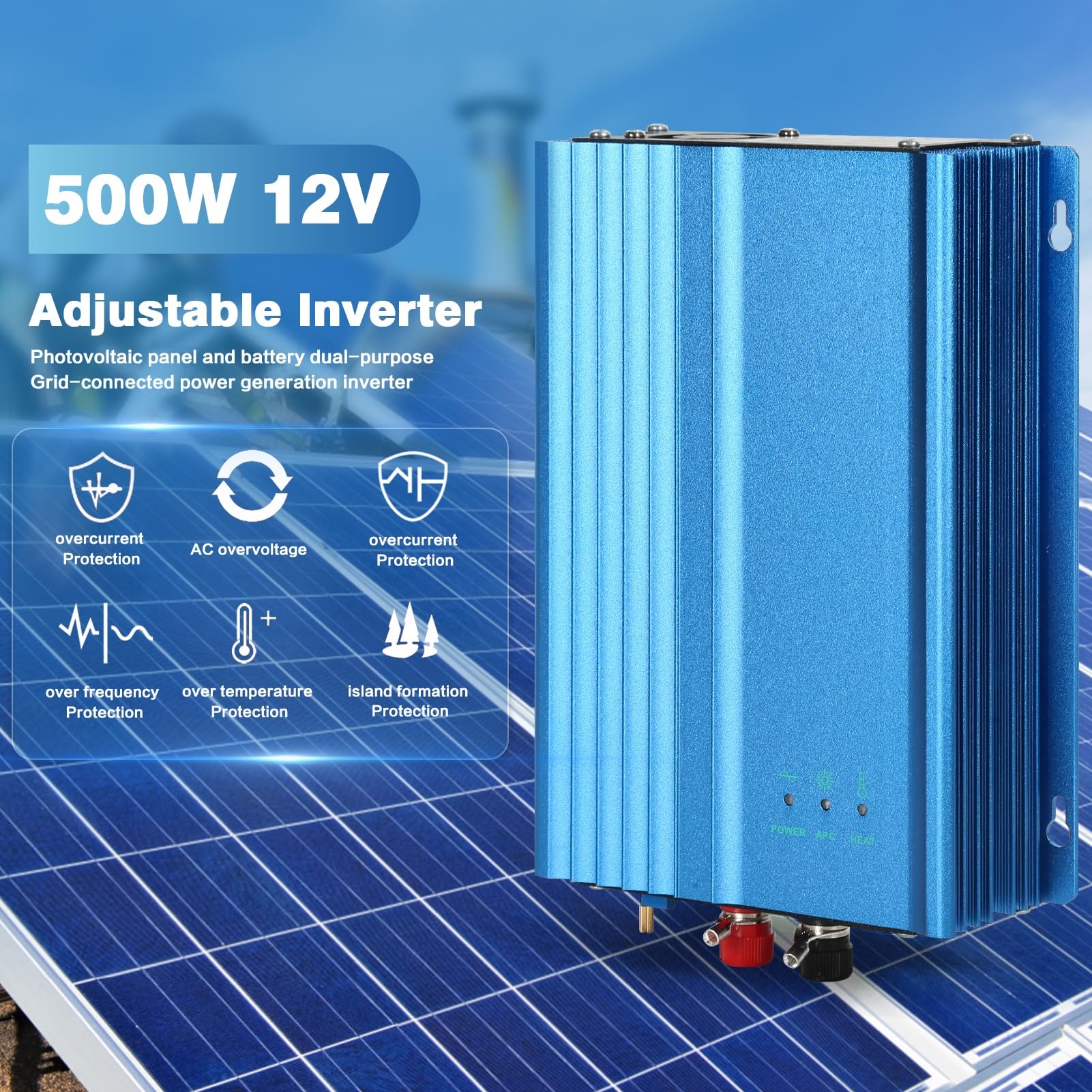 Jadeshay Solaire Photovoltaïque Onduleur Solaire 500W 12V MPPT