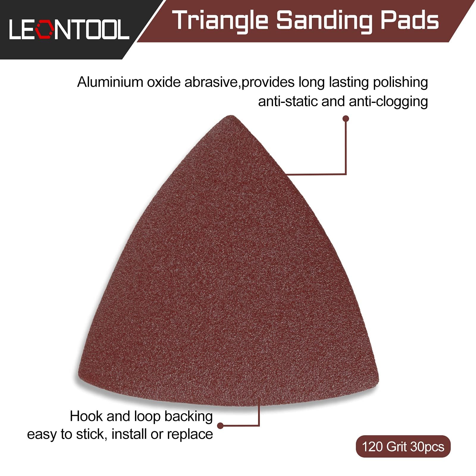 LEONTOOL Grain 120 patin ponçage triangulaire lot 30