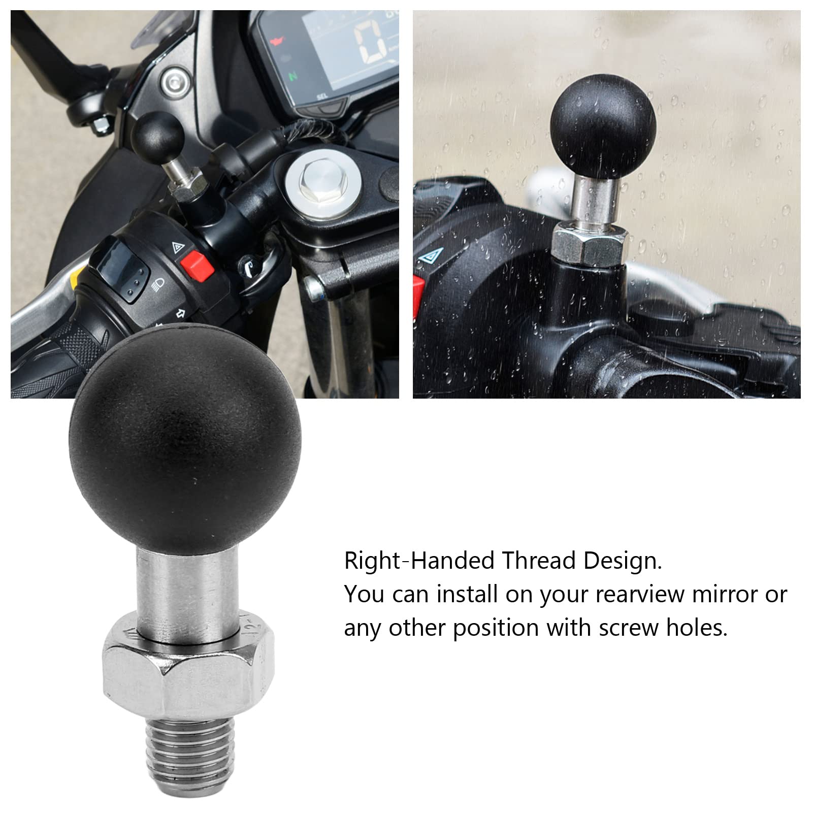 OUKENS Support boule rétroviseur moto M10x1,25 inox