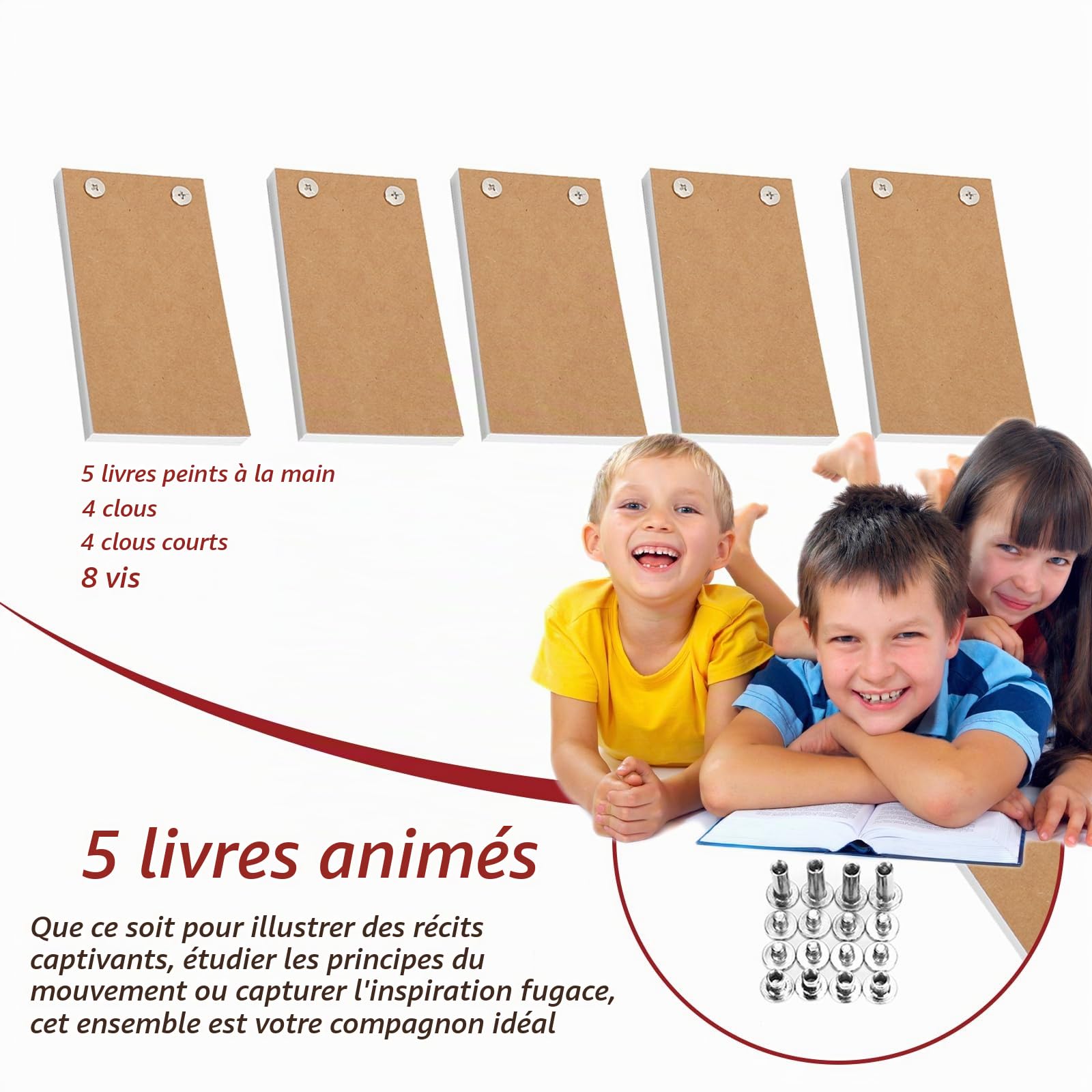 OUKENS flip book papier dessin vierge enfant lot 5 pièces